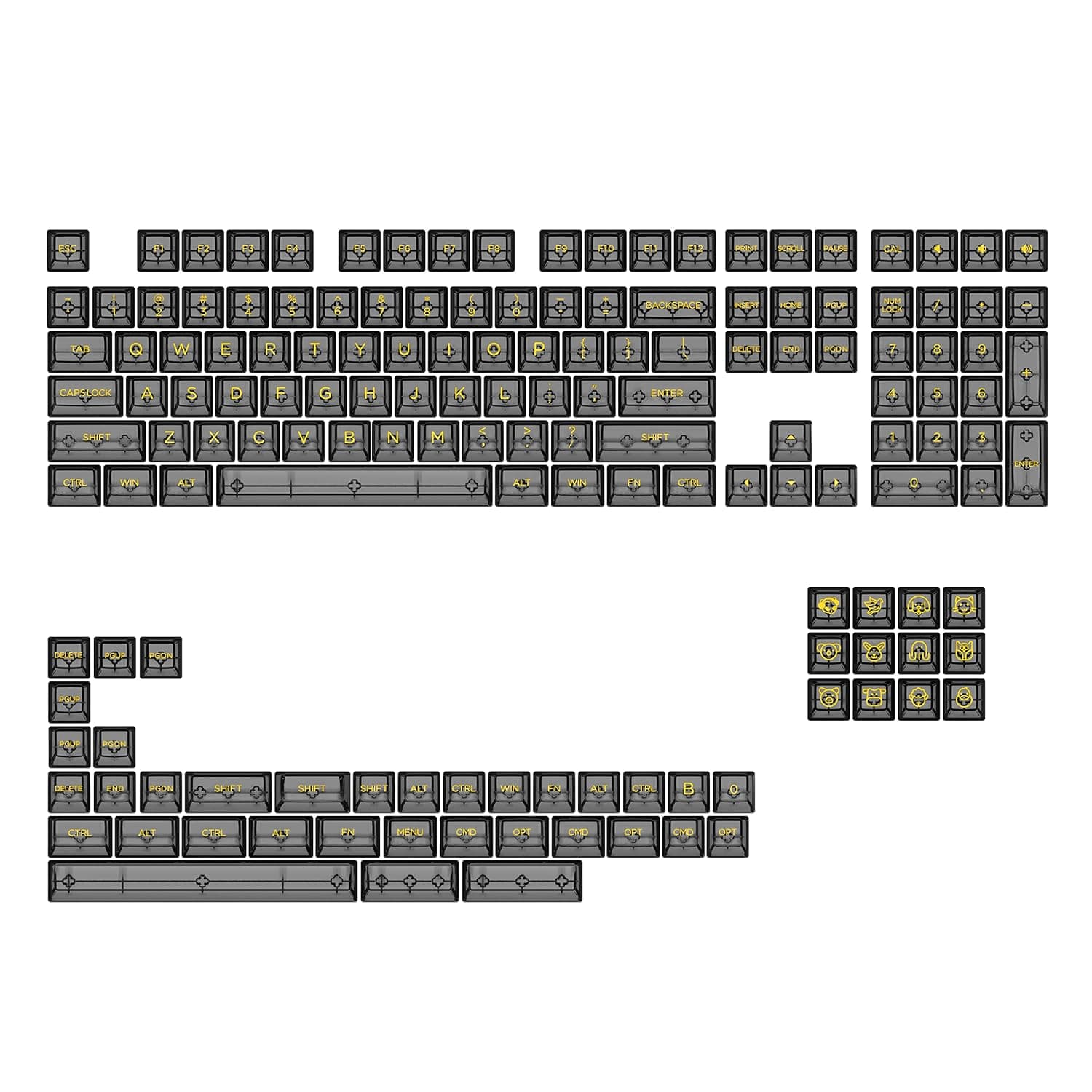 Akko Transparent Keycaps 155 Keys, ANSI Layout, ASA Profiles, Full Keycaps Set with Mac Modifiers, Premium RGB Experiences for Mechanical Keyboards (Black)