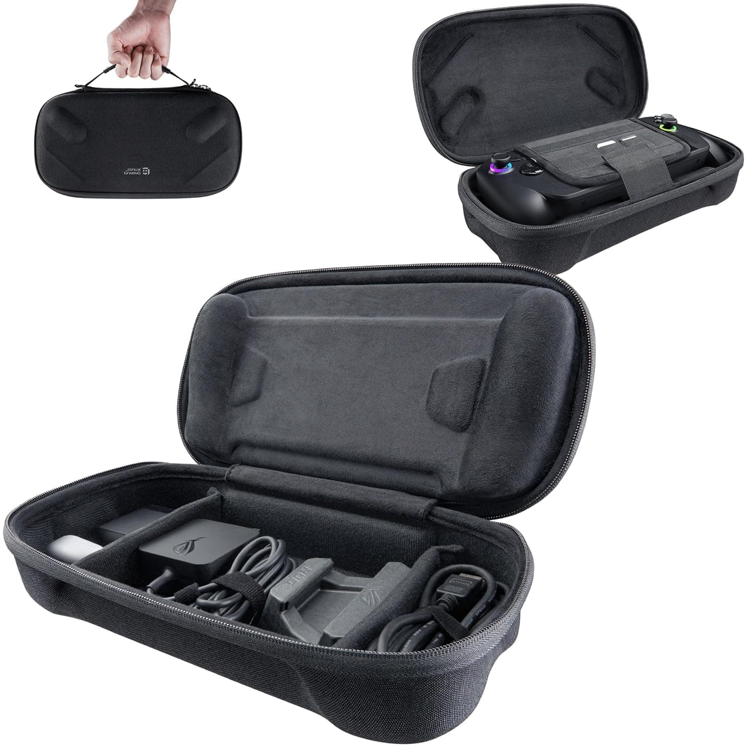 JSAUX Carrying Case for ROG Xbox Ally/Ally X, Dual-Layer Storage, BG0136 | Protective Hard Shell, Charger & Accessory Space, Felt Exterior, Soft Lining, Joystick Protection, SD/micro SD Card Slots