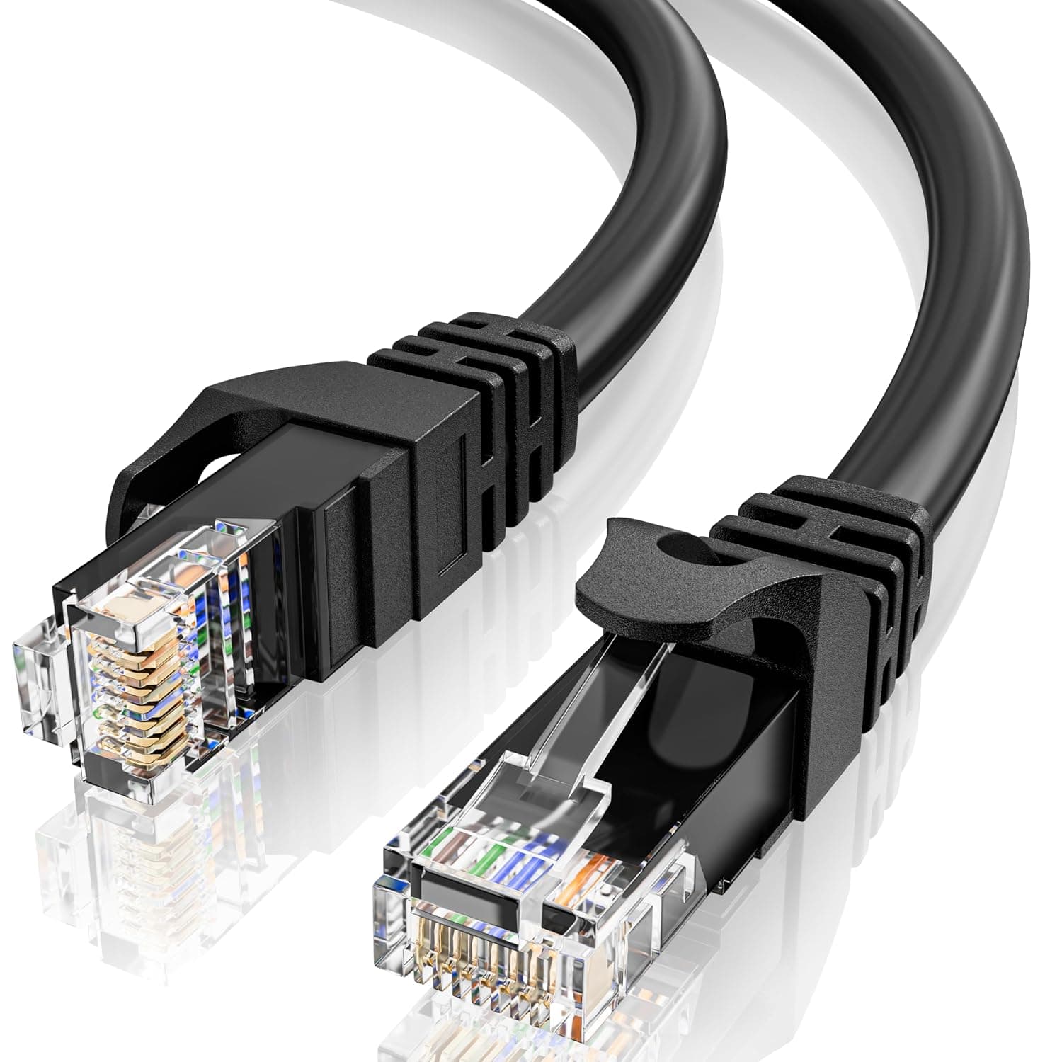 10m Ethernet Cable Cat 6, Long High Speed Internet Cable 10 Meter LAN Cable | 23AWG RJ45 Gigabit LAN Cable, 1Gbps 250MHz UTP Network Cable, Black Round Patch Cable for Router Modem Switch