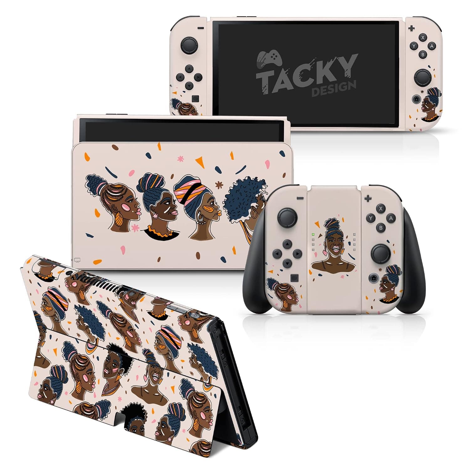 TACKY DESIGN Black Lives Matter Skin Compatible with Nintendo Switch OLED Skin - Beige Vinyl 3M Nintendo Switch OLED Stickers Set - Switch OLED Skin for Console, Dock, Joy Con - Decal Full Wrap