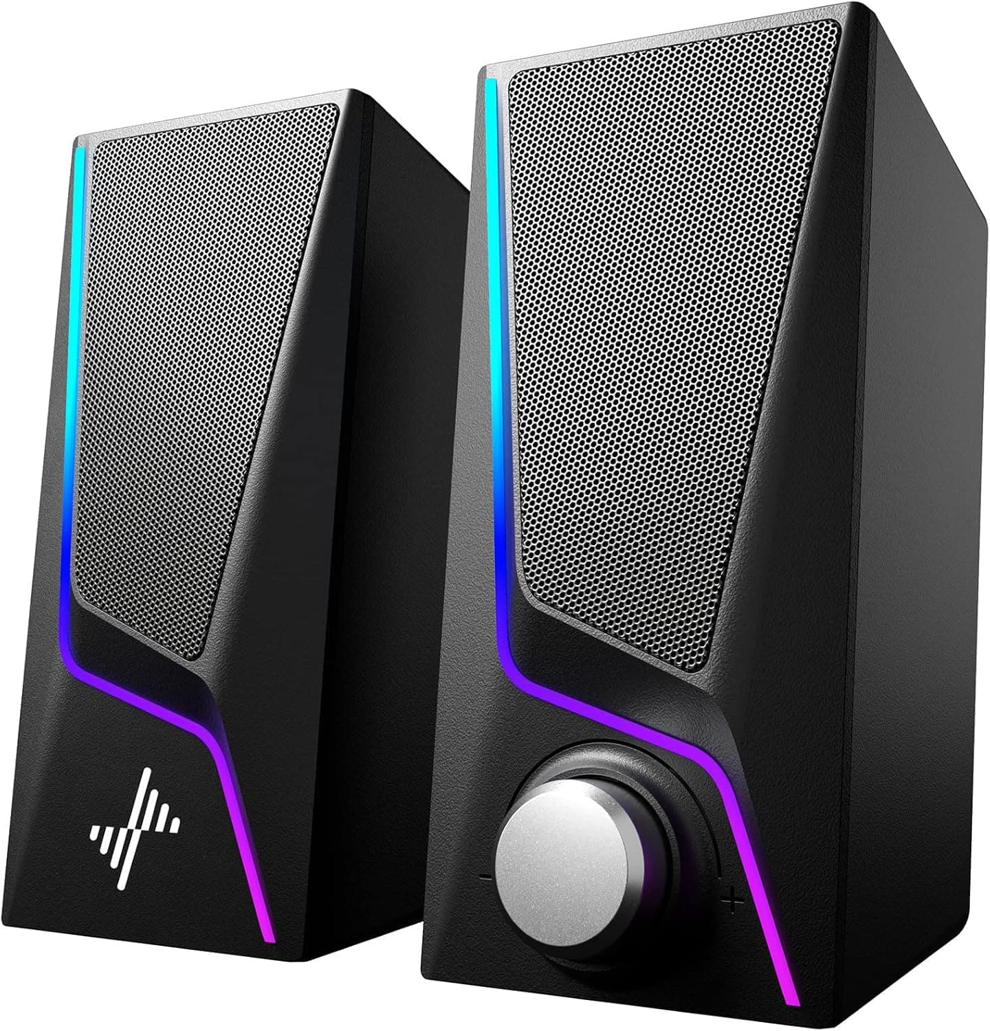 Nylavee PC Speakers for Desktop, Computer Speakers with RGB Lighting | Dual Full-Range Speakers and 2 Bass-Boost Ports, 3.5mm-Aux, USB Powered, Plug & Play PC Speakers for Laptop & Gaming