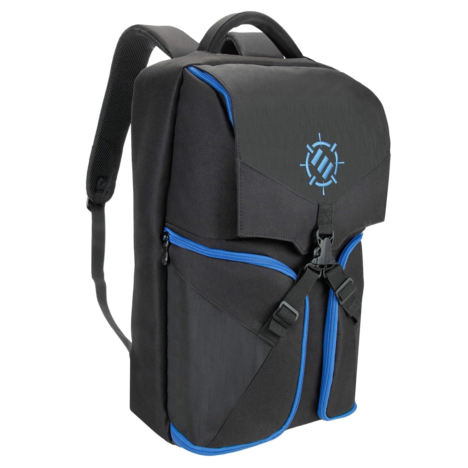 ENHANCE Gaming Laptop Backpack with Universal Console for PS4, PS5 and Computers - Arsenal Hardware Storage for Controllers, Headphones, Games, Mouse - Blue