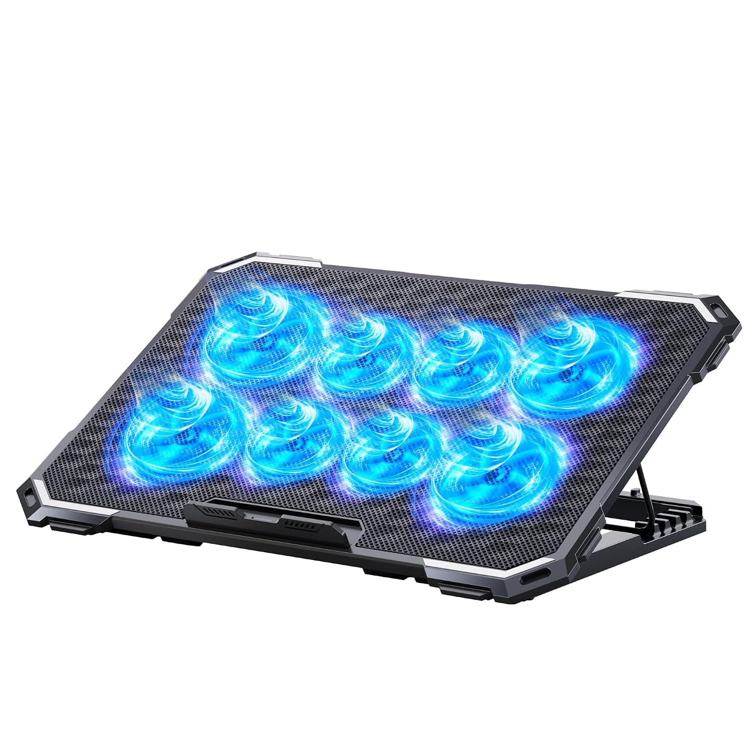 ICE COOREL Laptop Cooling Pad with 8 Cooling Fans, Cooling Pad for Laptop Fan 13-15.6 Inch, Laptop Cooler Stand with 6 Height Adjustable, Notebook Cooler Pad with Two USB Port [2025 Version]