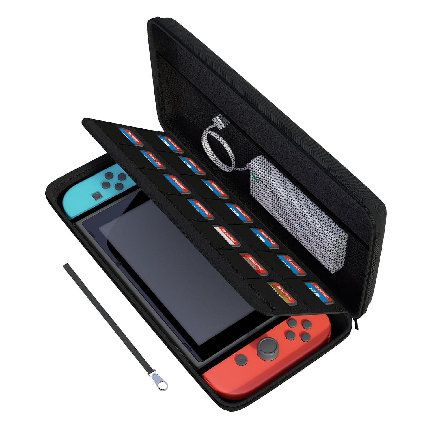 MOOSENG Carrying Case for Nintendo Switch with 20 Game Cartridges - Blackor Nintendo Switch Console and Games (Black)