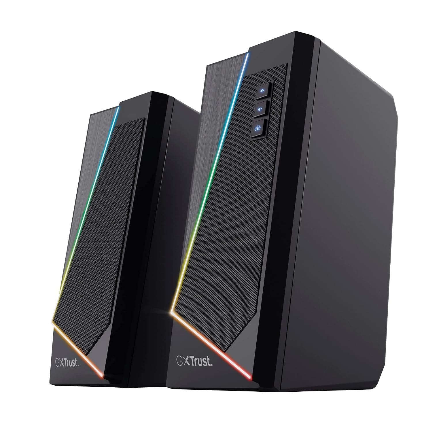 GXTrust Zoxa 2.0 PC Speakers 12 W Peak Power, RGB Illuminated Set, Black | USB Powered Sound System, 3.5 mm Aux, Volume Control, Stereo, for Computer Desktop Laptop