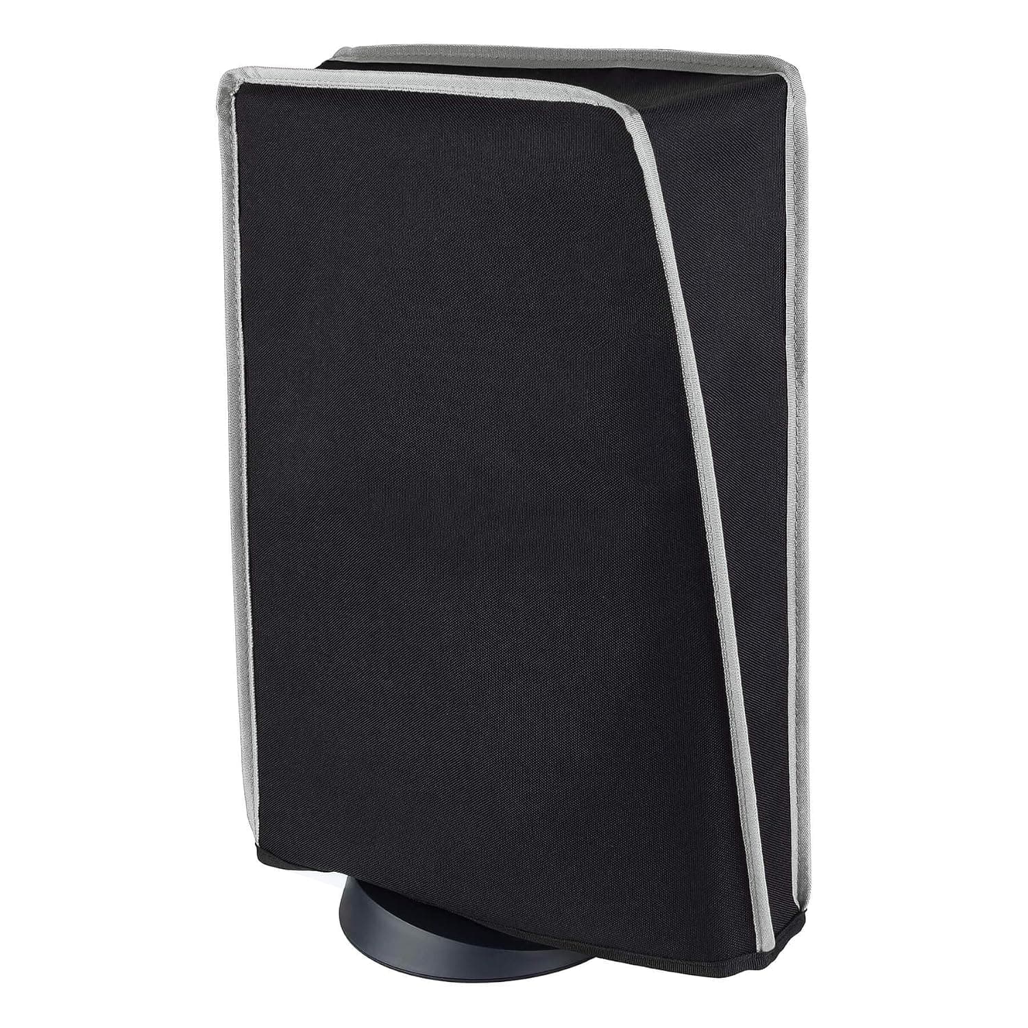 PlayVital Black Nylon Dust Cover for ps5, Soft Neat Lining Dust Guard for ps5 Console, Anti Scratch Waterproof Cover Sleeve for ps5 Console Digital Edition & Disc Edition - Light Gray Trim