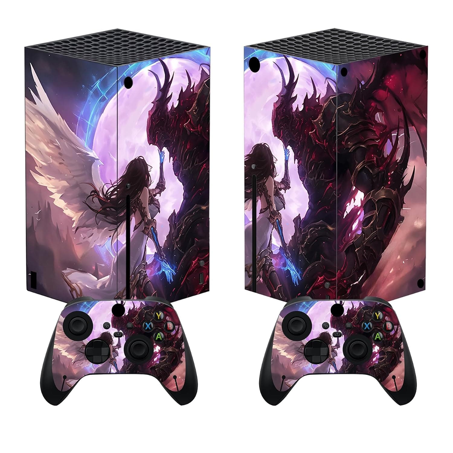 PlayVital Custom Vinyl Skins for Xbox Series X, Wrap Decal Cover Stickers for Xbox Series X Console Controller - Angel's Grace | Stickers for Xbox Series X Console Skin-Grace of the Angel