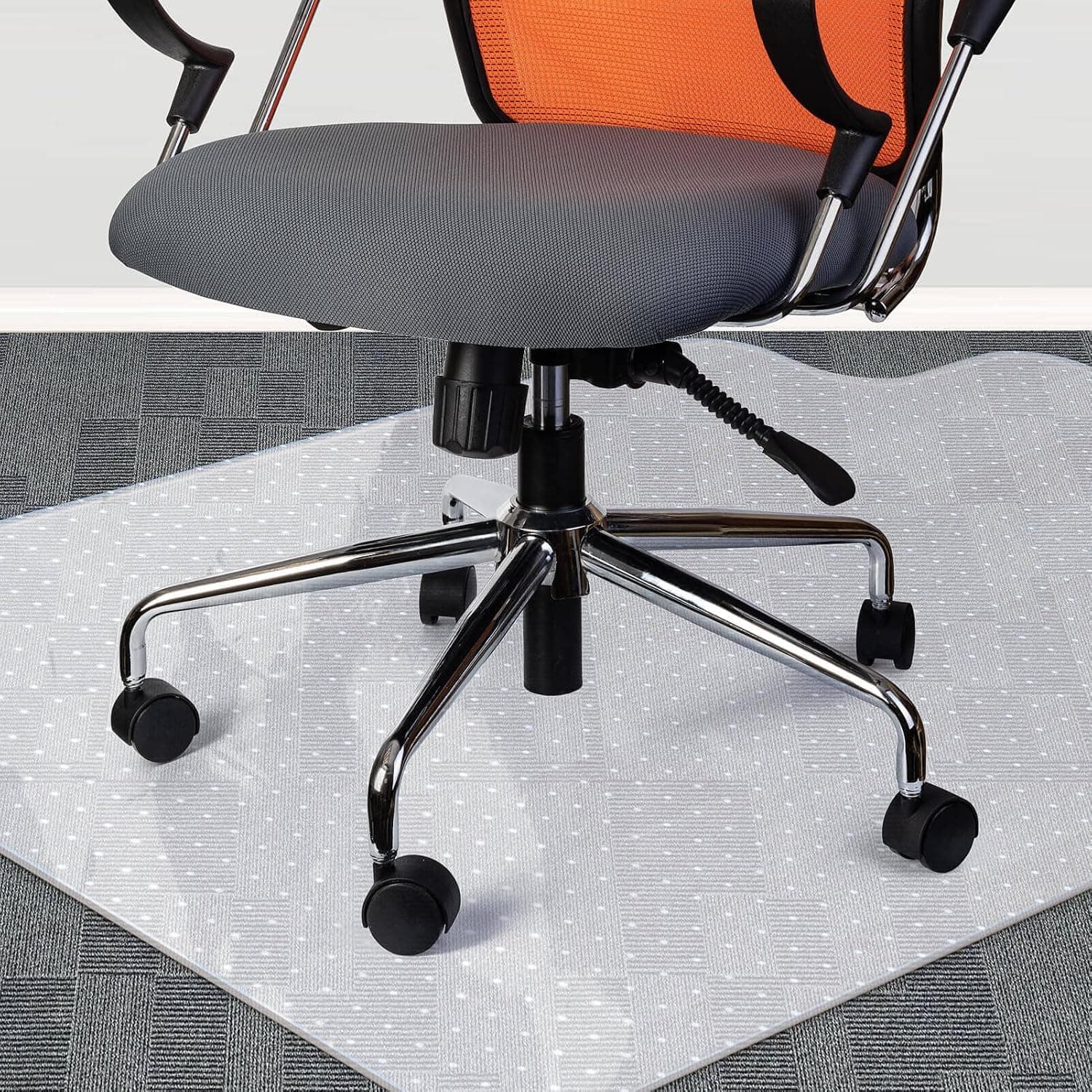Youyijia Clear Chair Mat PVC Rectangle Spiked Clear Floor Protector Non-Slip Chair Desk Floor Plastic Mat for Office Home Medium Low Height Pile Carpet Anti Scratch (120x90cmT Shape Spiked)