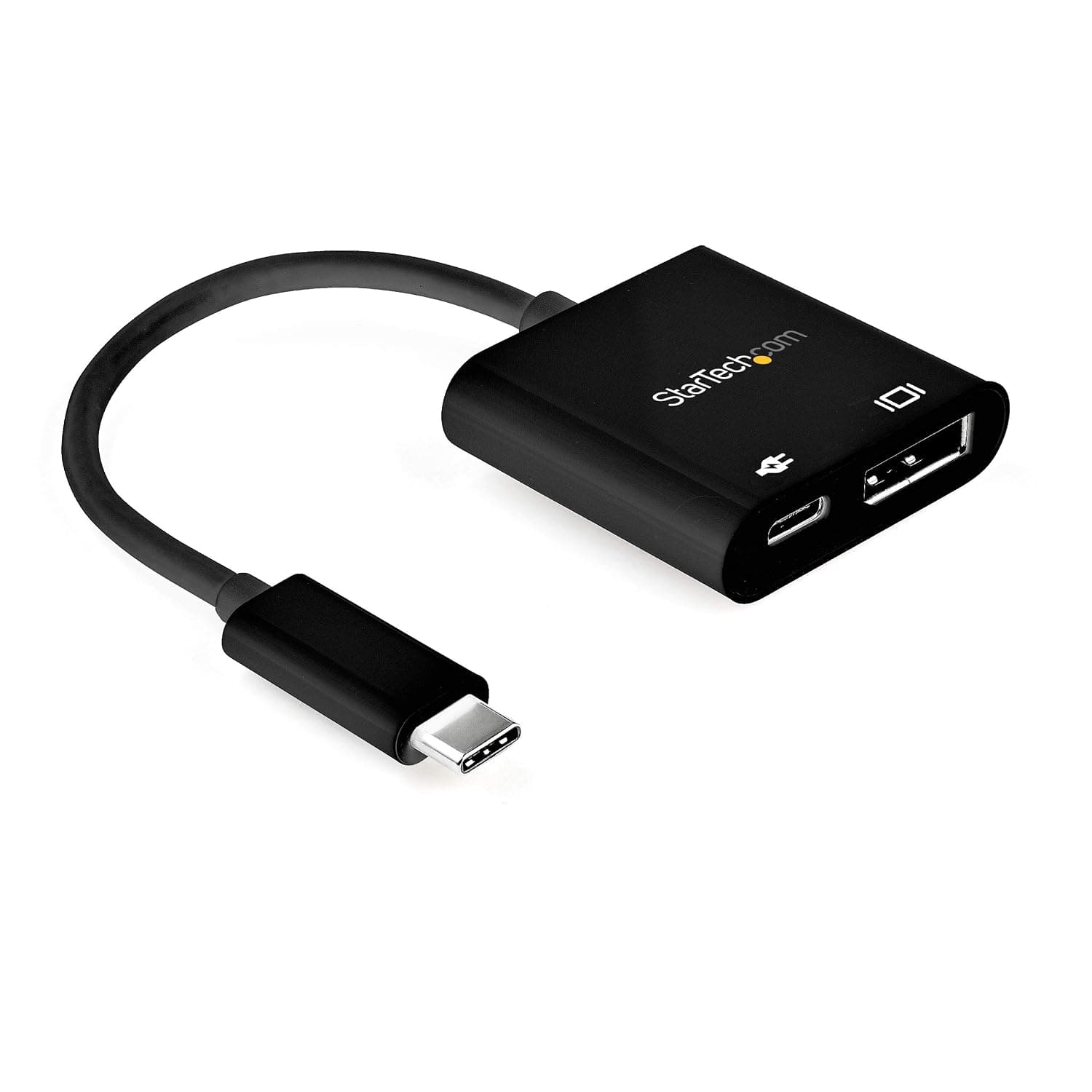 StarTech USB-C to DisplayPort 1.4 Adapter, 8K 60Hz, 60W PD (CDP2DP14UCPB) | 4K 120Hz, HDR, HBR3, DSC, 32.4Gbps, DP Alt Mode, DP monitor output, Thunderbolt 3 Compatible, Single DP display