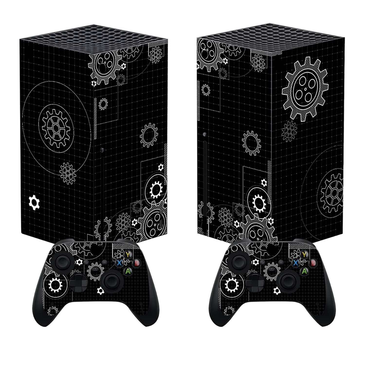 PlayVital Dynamic Sketch Black Custom Vinyl Skins for Xbox Series X, Wrap Decal Cover Stickers for Xbox Series X Console Controller