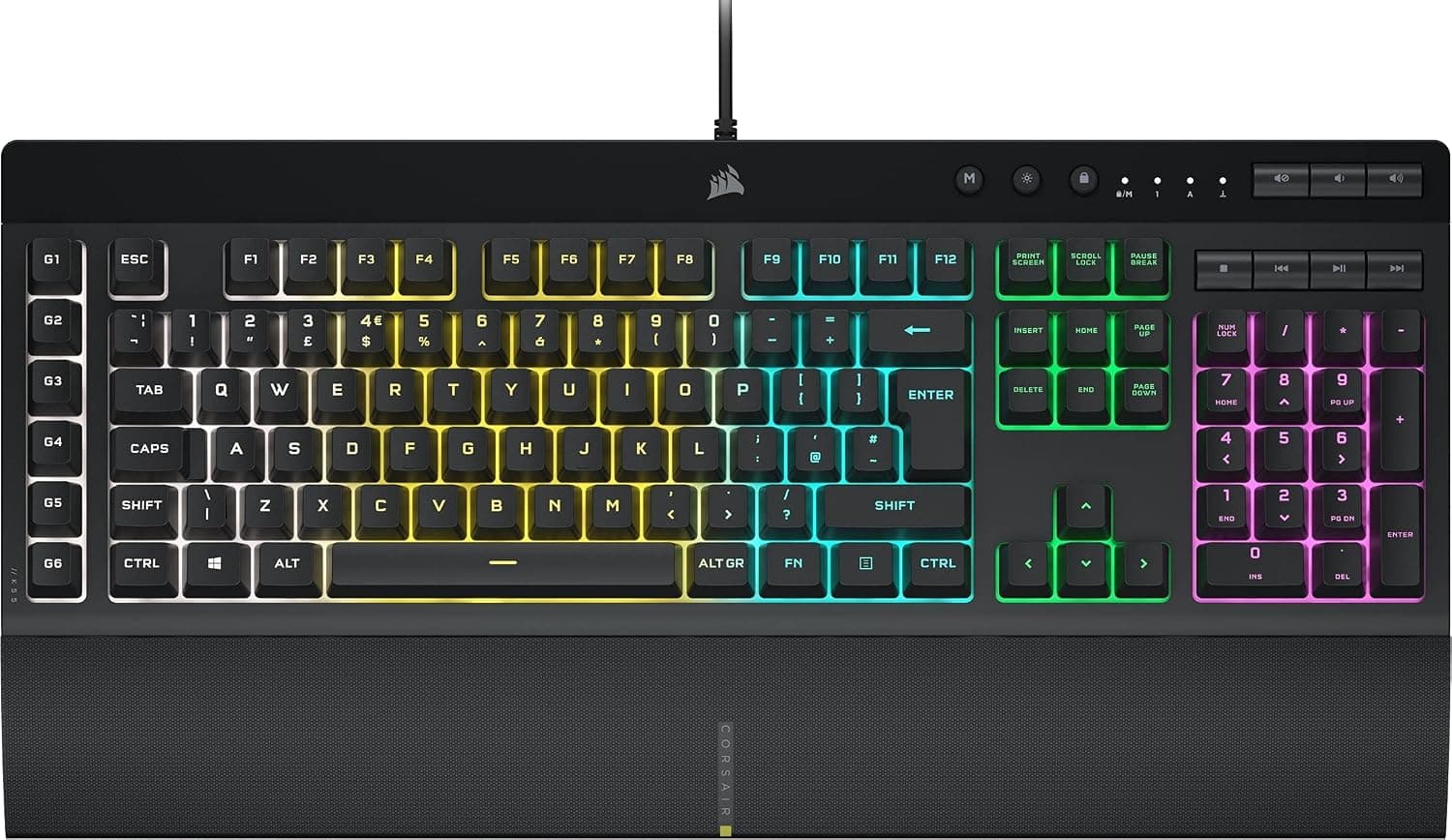 CORSAIR K55 RGB PRO Membrane Wired Gaming Keyboard – IP42 Dust and Spill-Resistant – 6 Macro Keys with Elgato Integration – iCUE Compatible – QWERTY UK – PC, Mac, Xbox – Black