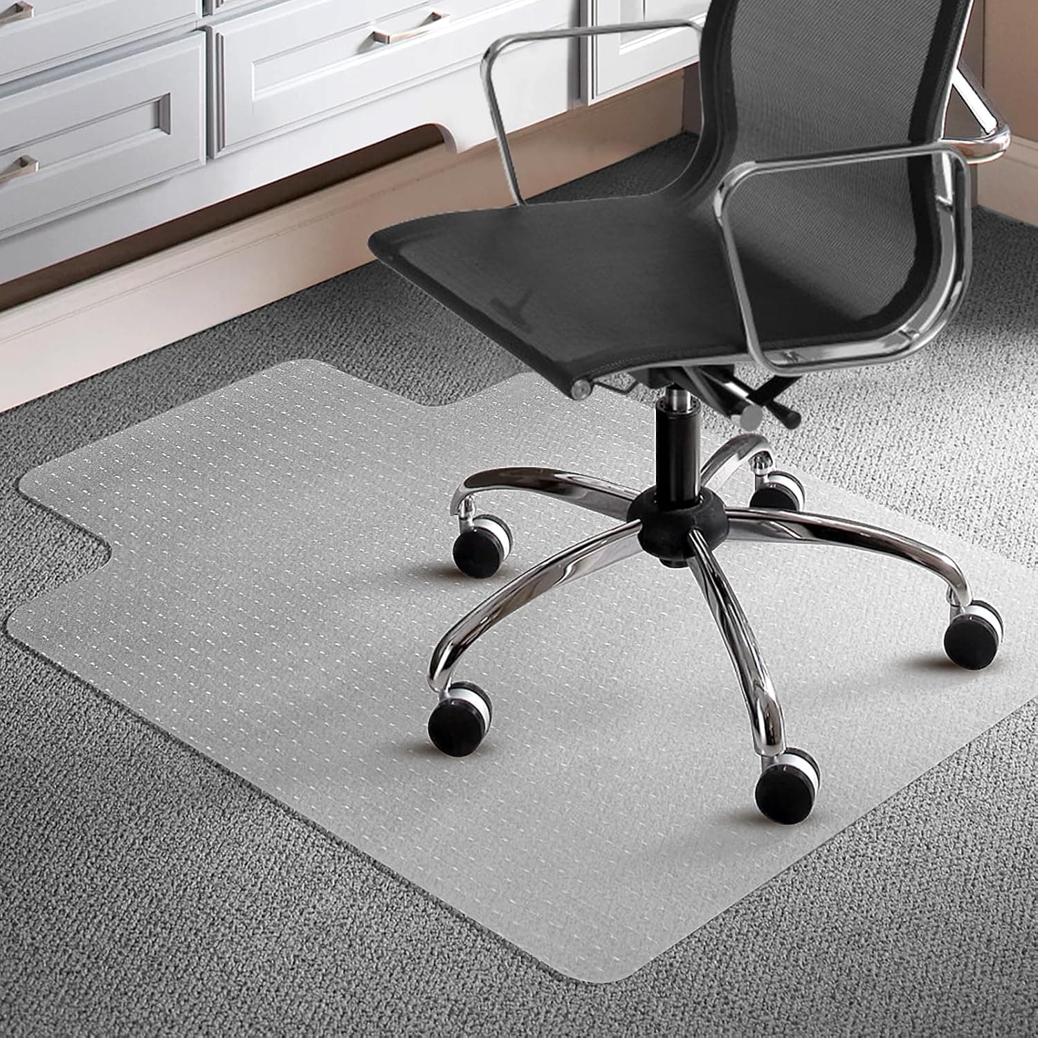 Trintion Office Chair Mat for Carpet 90x120cm PVC Pointed T-Shape Protector | Waterproof Surface, Secure Grip, Low to Medium Pile Compatibility, Desk Areas, Home Offices, Study Rooms and Daily Workspaces