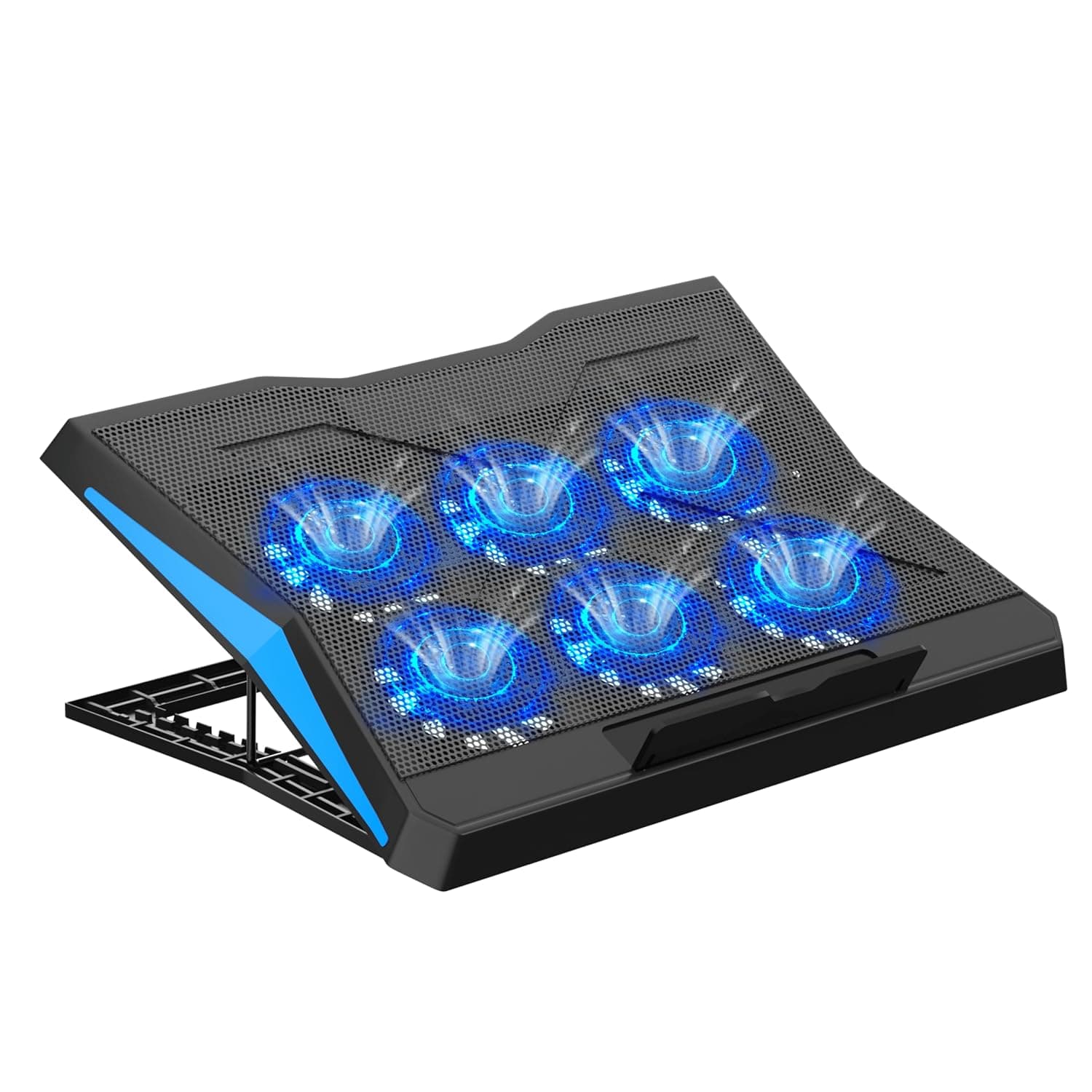 ZEPTRON Laptop Cooling Pad, Ergonomic Comfort Notebook/Gaming Laptop Cooler Mat/Tray with 2 USB Ports - 6 Quiet LED Fans - Fits 14 to 17-inch Laptop Cooling Fan Stand - (Premium Black)