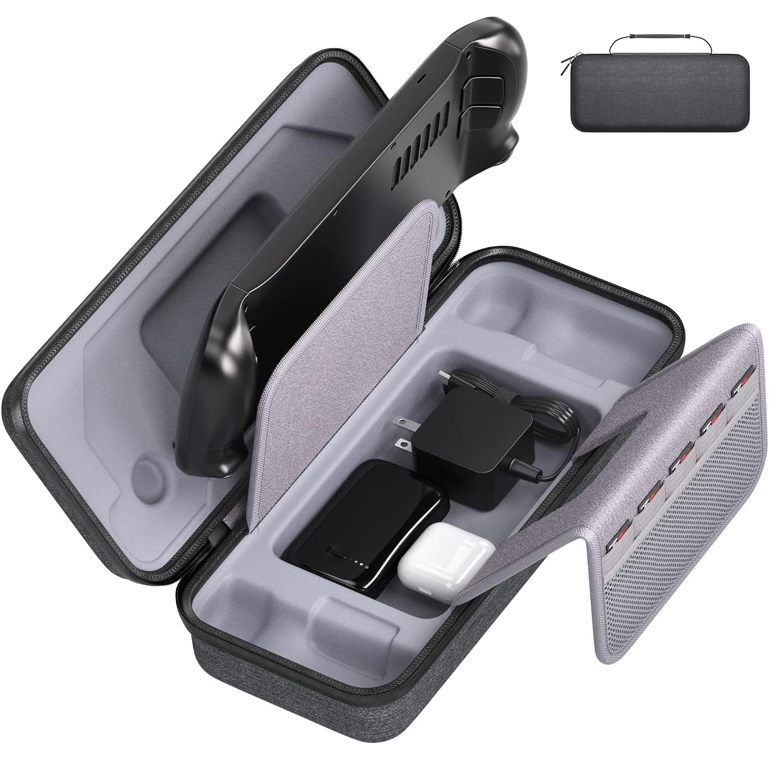 Carrying Case for Steam Deck Console, Protective Hard Shell Portable Storage Bag with Pockets for Steam Deck AC Charger & Other Accessories Built-in Stand Carry Bag for Travel