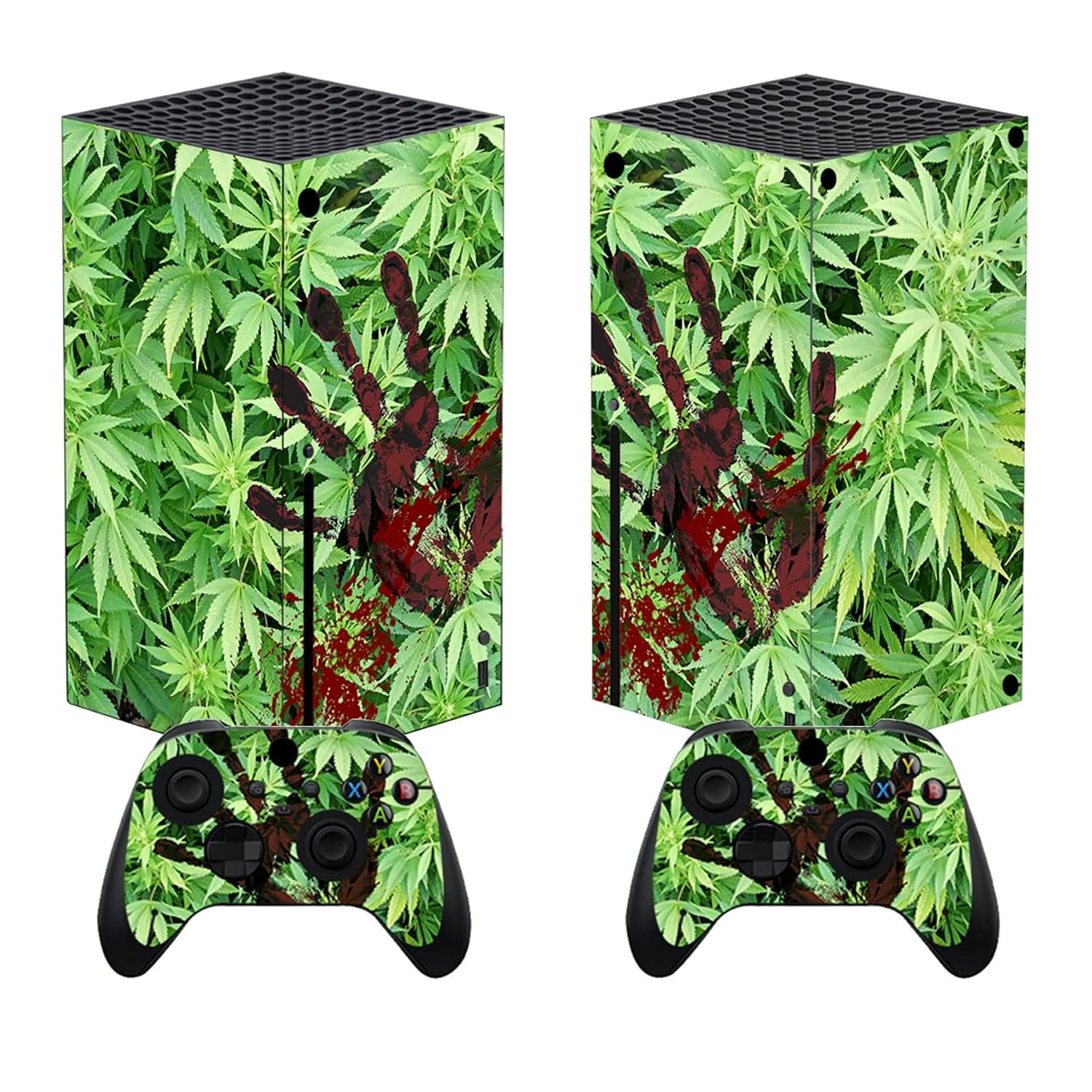 PlayVital Blood Handprint Weeds Custom Vinyl Skins for Xbox Series X, Wrap Decal Cover Stickers for Xbox Series X Console Controller