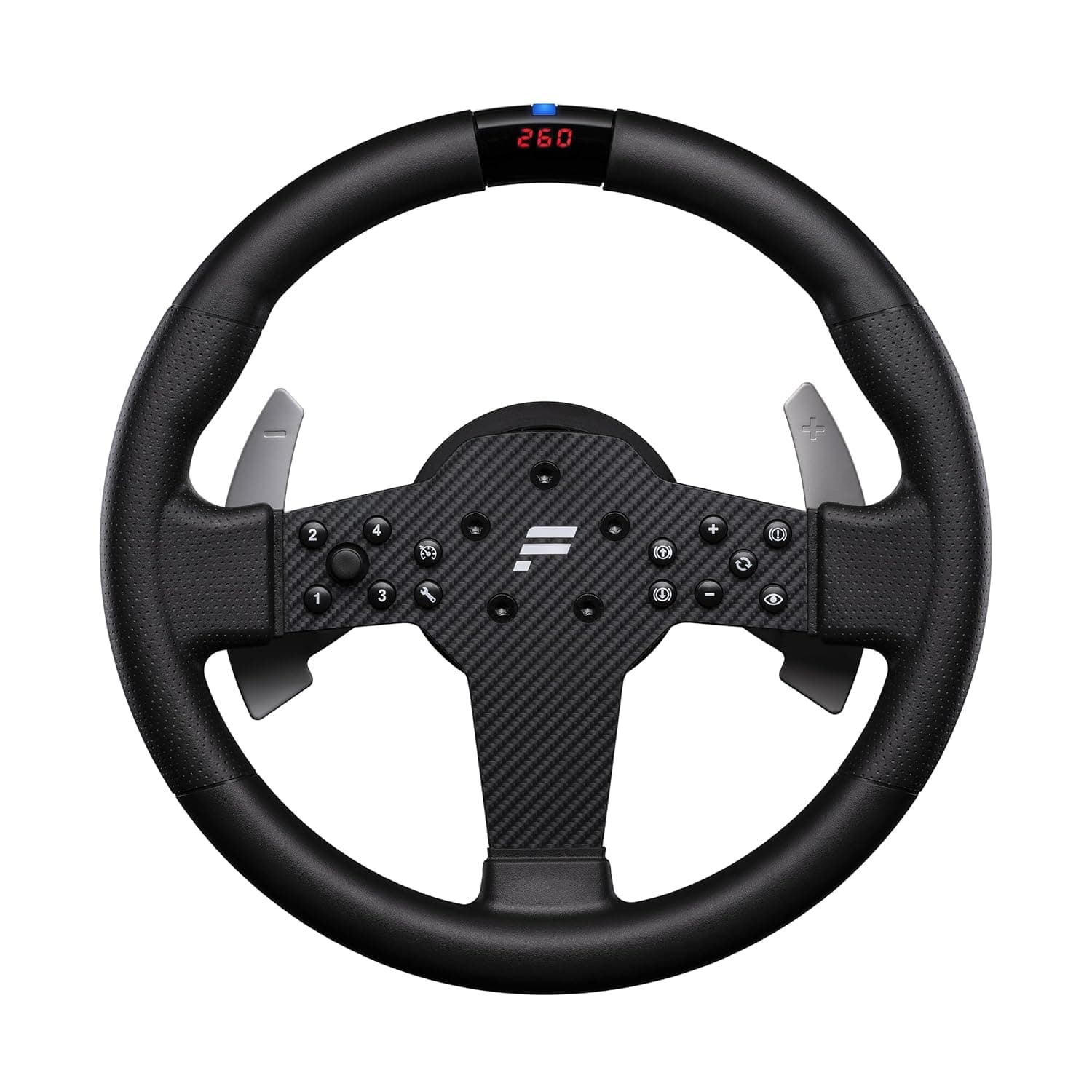 FANATEC Sim Racing CSL Steering Wheel P1 V2 (QR2 LITE) – Rubberised Grip, RevStripe, LED Display, Metal Shifter Paddles, QR2 LITE Wheel-Side Preinstalled – PC