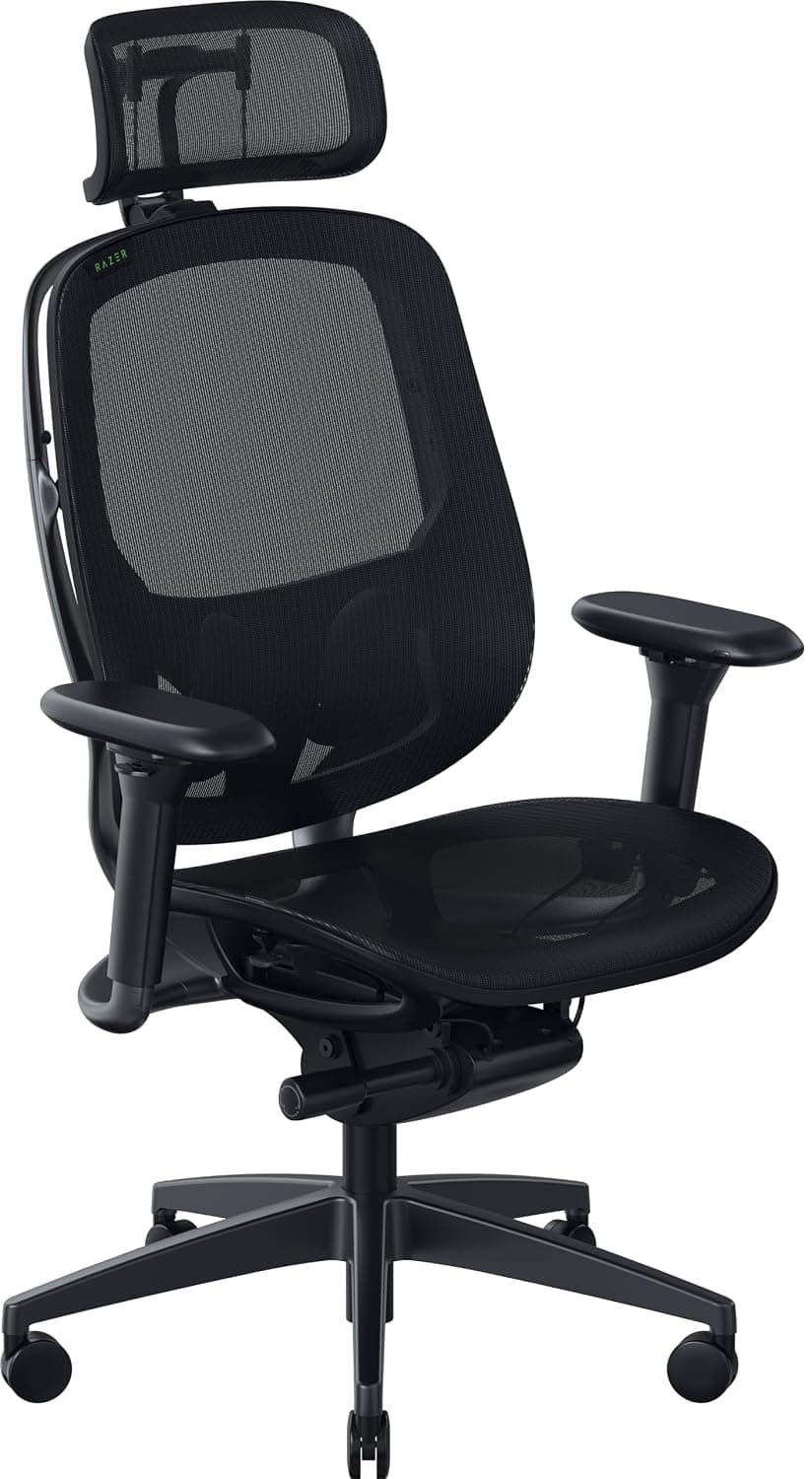 Razer Fujin Pro - Fully customisable gaming chair with ultra robust, breathable mesh (Synchro-Tilt technology, 2-D lumbar support, ultra robust aluminium alloy frame) Black