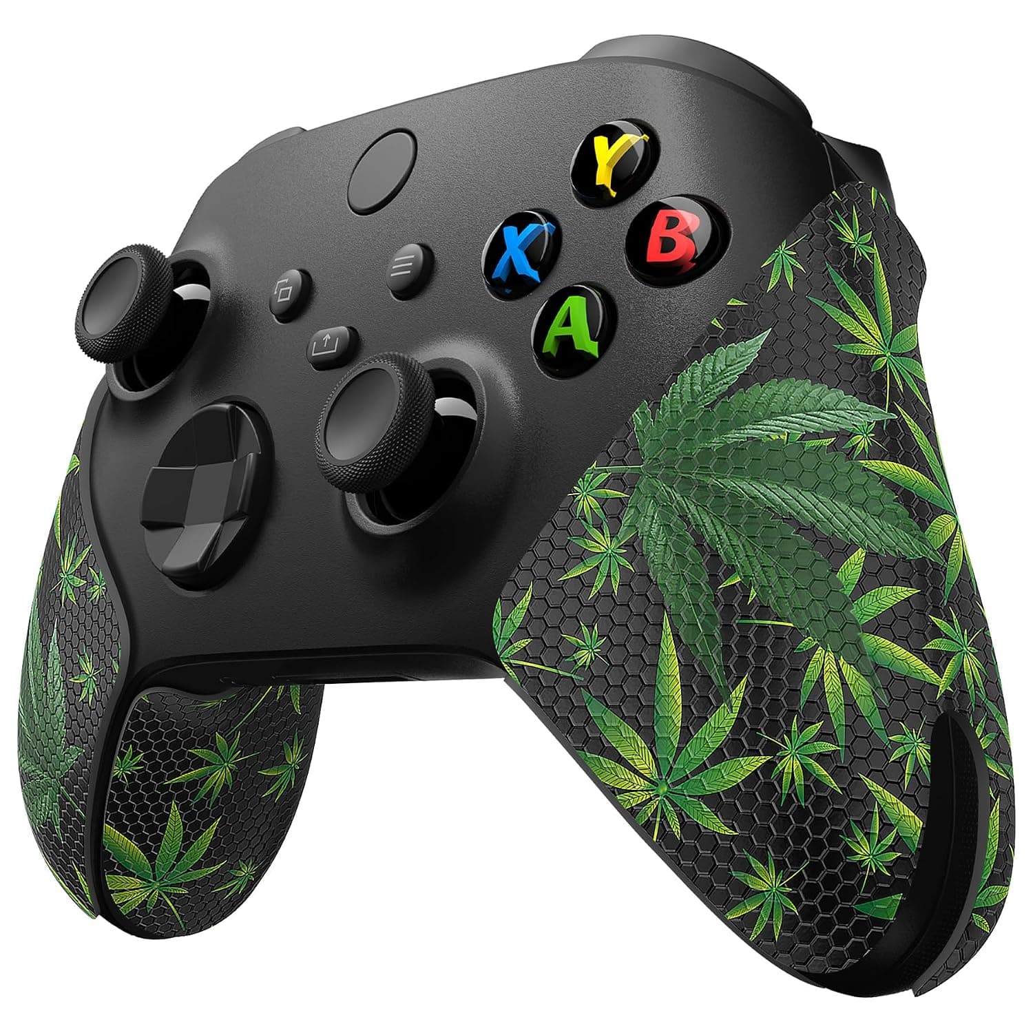 eXtremeRatePlayVital Anti-Slip Sweat-Absorbent Controller Grip for Xbox Series X/S Controller, Professional Textured Soft Rubber Pads Handle Grips for Xbox Series X/S - Green Weeds