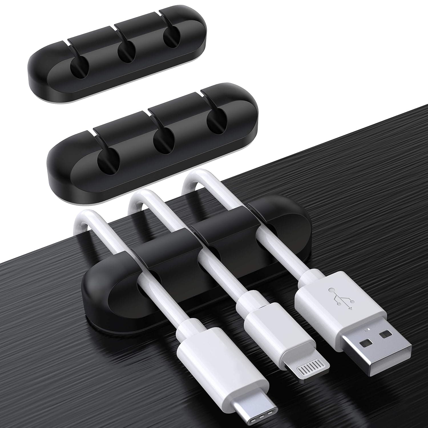 SOULWIT Cable Holder Clips, 3-Pack Cable Management Cord Organiser Clips Adhesive Organizer for USB Charging Cable Mouse Wire PC Office Home