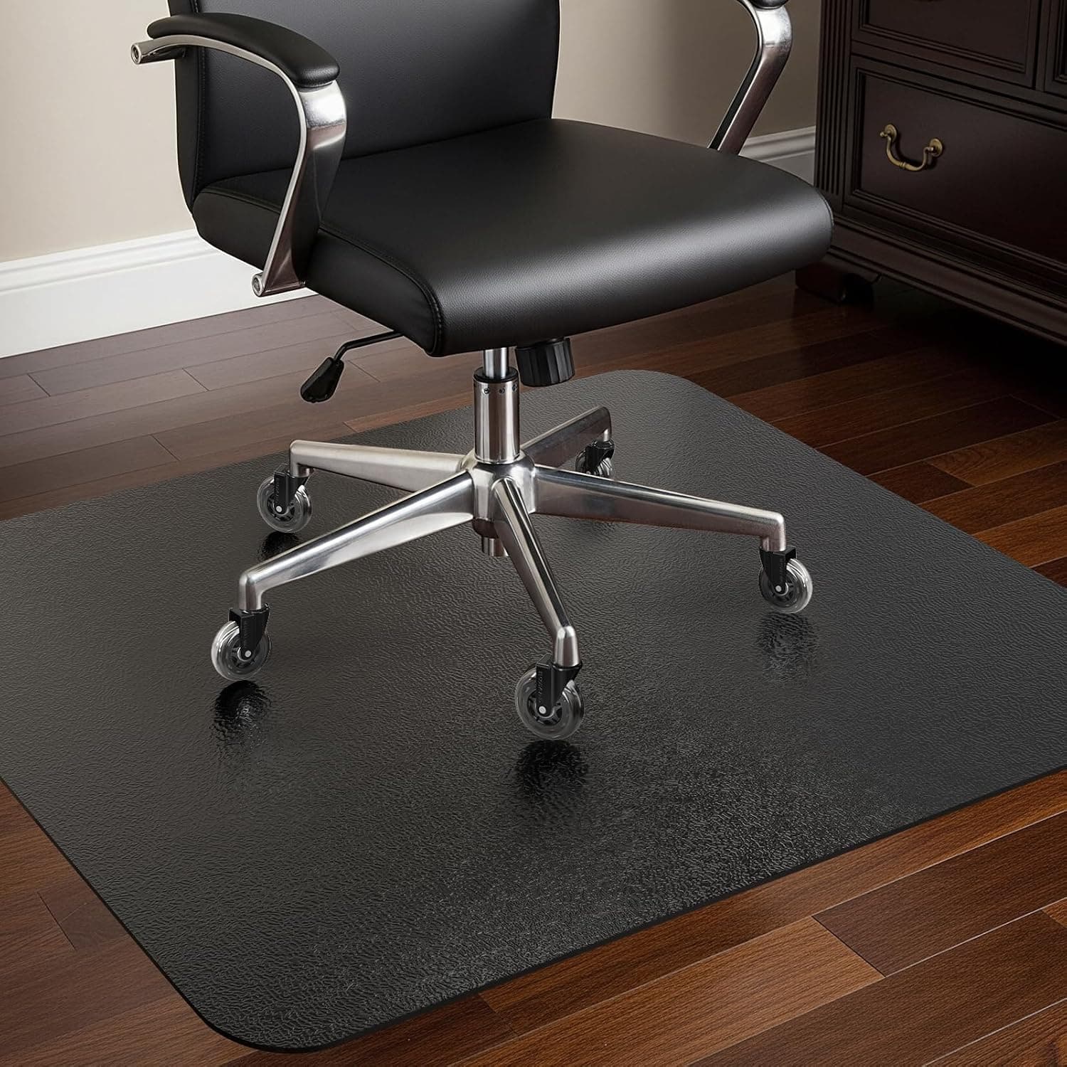 COSYLAND Carpet Protector Chair Mat for Home and Office Floor – Heavy Duty Office Chair Mat for Carpeted and Hardwood Floor, Black Anti-slip Wood/Tile Protector (75 x 120 CM)