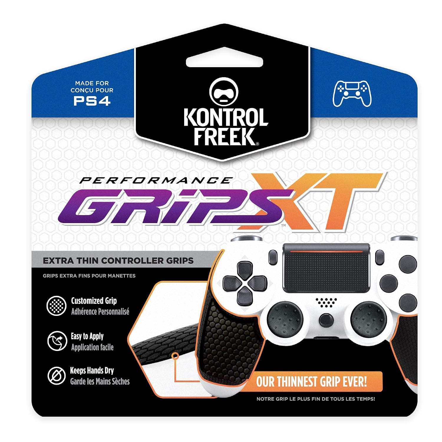 KontrolFreek Performance Grips XT for Playstation 4 | Extra-Thin Grips | Black (Extra-Thin)