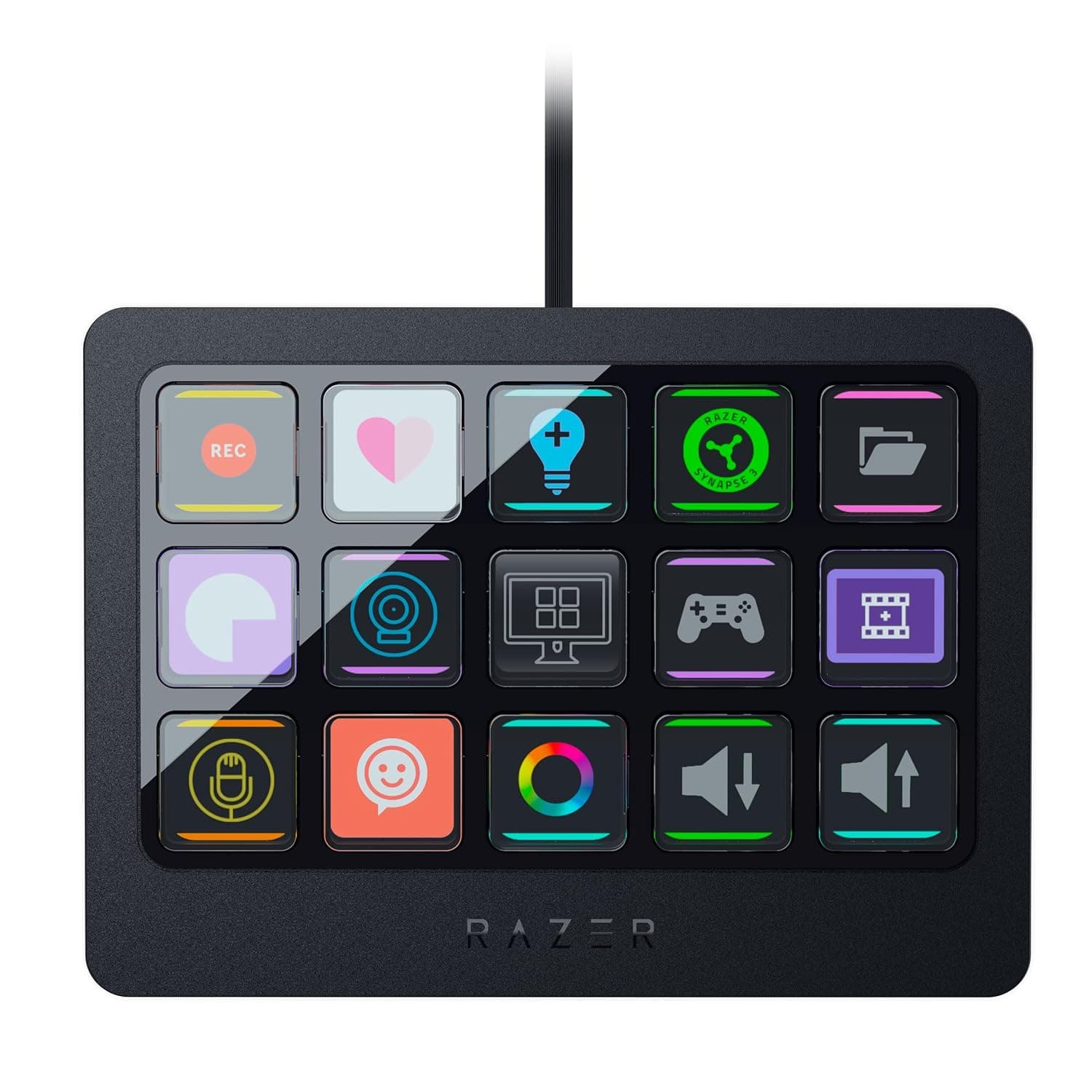 Razer Stream Controller X - All-in-one Keypad for Streaming and Content Creation (15 Switchblade Buttons, Multi-Link Macros, Swap. Magnetic Faceplate, Detachable 50° Anti-Slip Magnetic Stand) Black