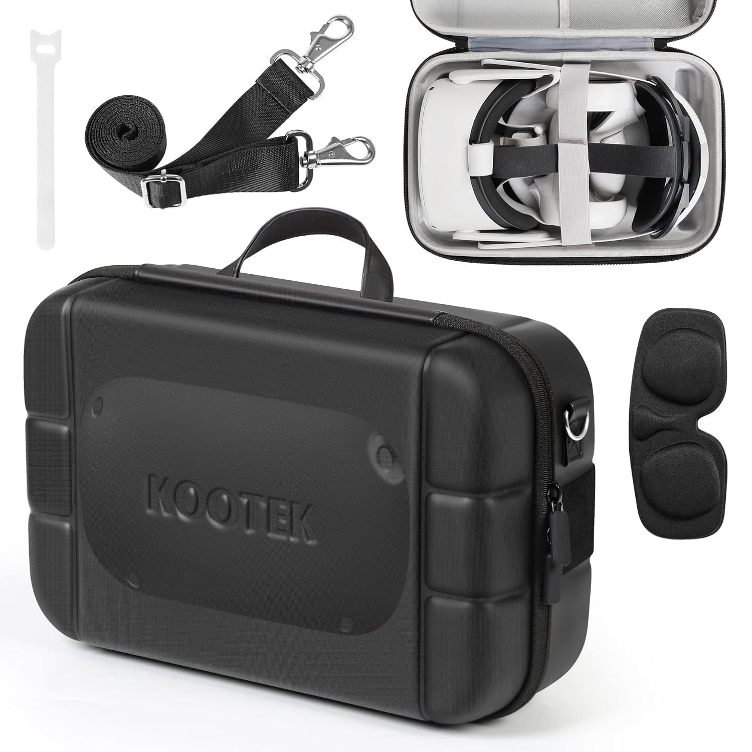 Kootek Carrying Travel Case for Oculus Quest VR Gaming Headset, Shockproof Water Resistance EVA Hard Storage Bag with Adjustable Shoulder Strap for VR Accessories Touch Controllers Cable Adapter