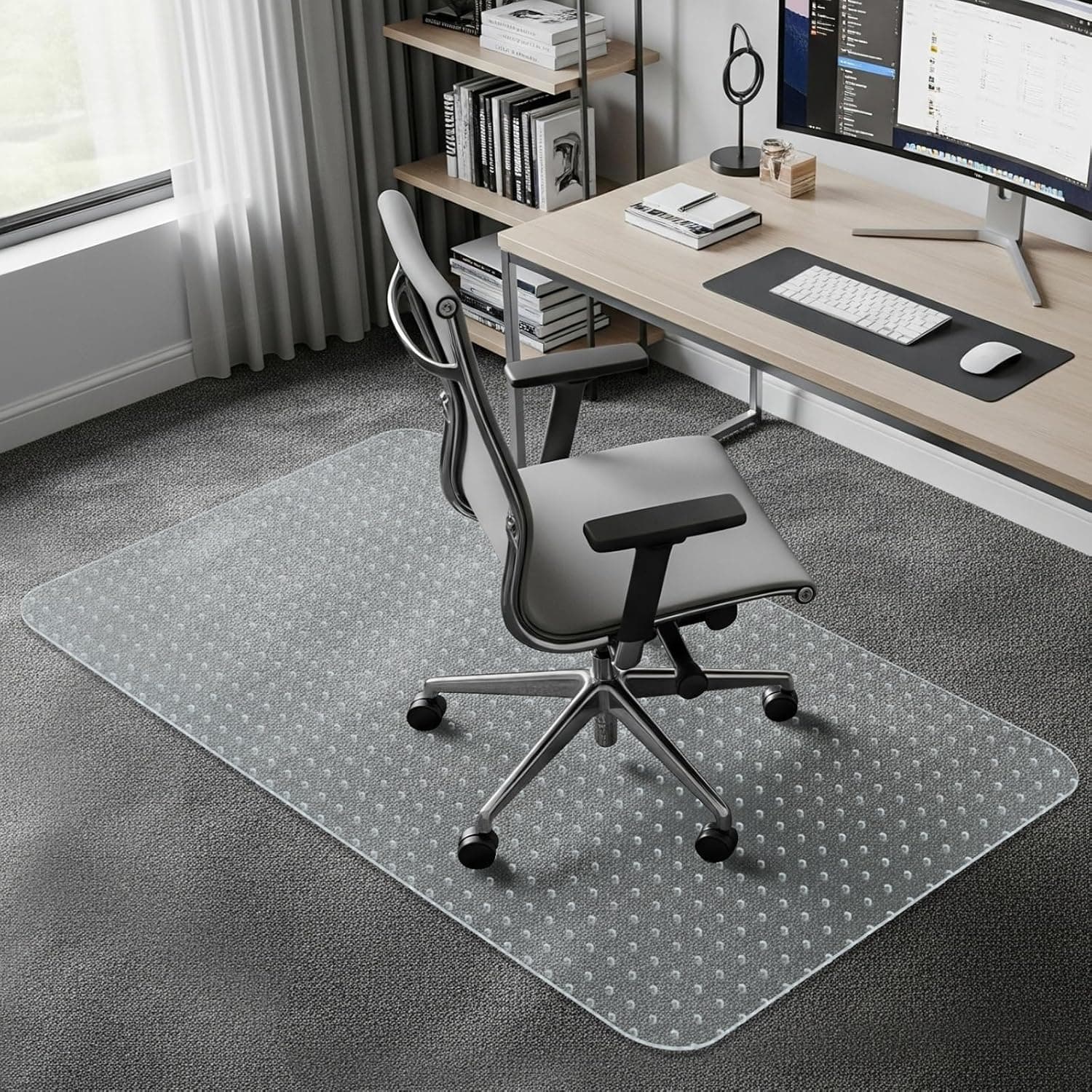 COSYLAND Office Chair Mat for Carpet Floor - 90x120cm PVC Floor Mat with Non-Slip Plastic Studs - Waterproof Anti-Slip Carpet Protector for Office Chair with Studded Back