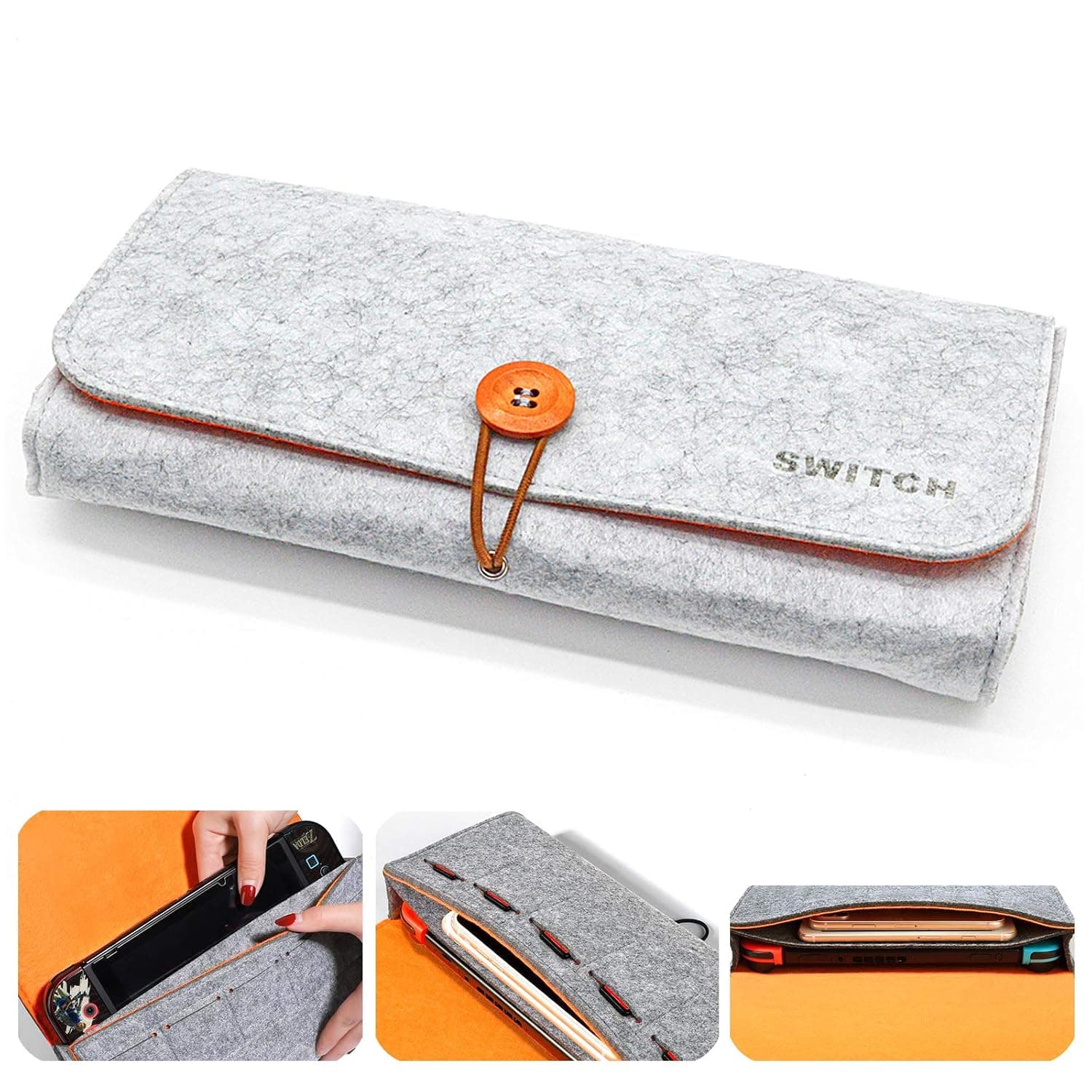 Carrying Case for Nintendo Switch Lit Portable Travel Carrying Bag Ultra Slim Professional Protective Felt Pouch for Nintendo Switch Lite Comfortable Carrying Case Fit with 5 Game Slots … (Gray)