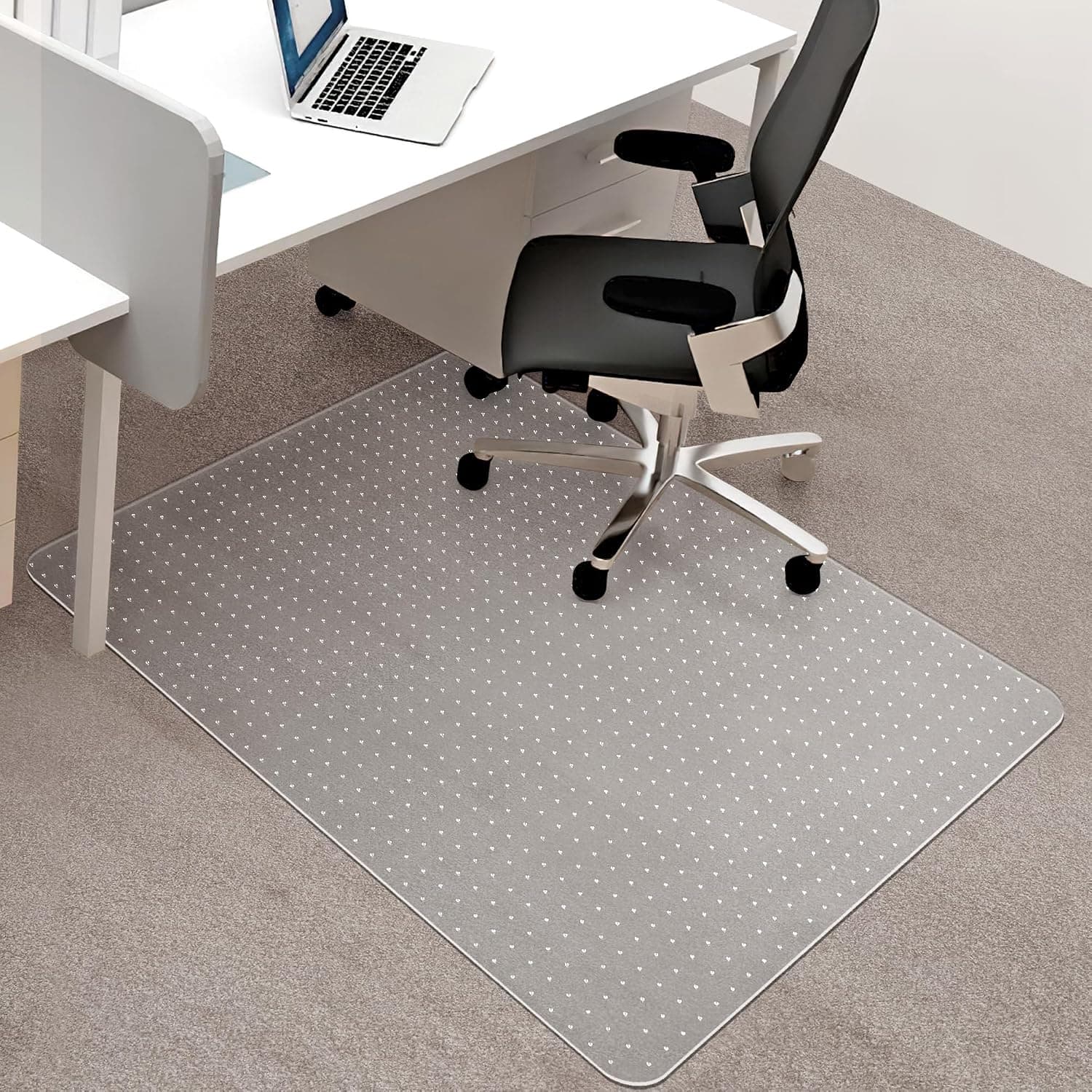 BesWin Office Chair Mat for Carpets, 75x120cm PVC Desk Chair Mat for Low Pile Carpeted Floors, Heavy Duty Carpet Floor Protector for Home Office Rolling Chair, Transparent, Easy Glide