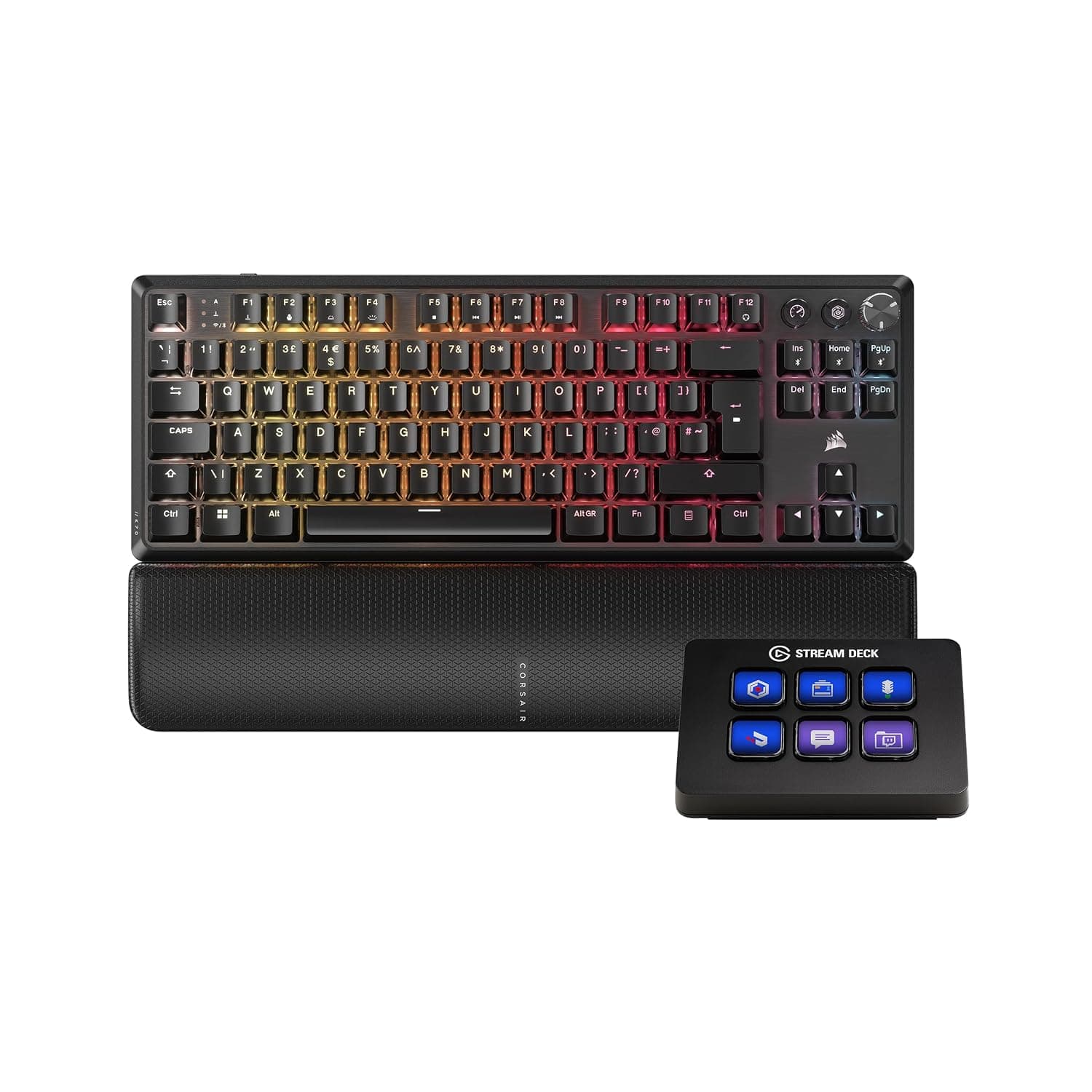 Corsair K70 CORE TKL WIRELESS + Elgato Stream Deck Mini Bundle - Mechanical Tenkeyless Gaming Keyboard with Studio Controller for Zoom, Teams, PowerPoint, MS Office etc, compatible with PC/Mac