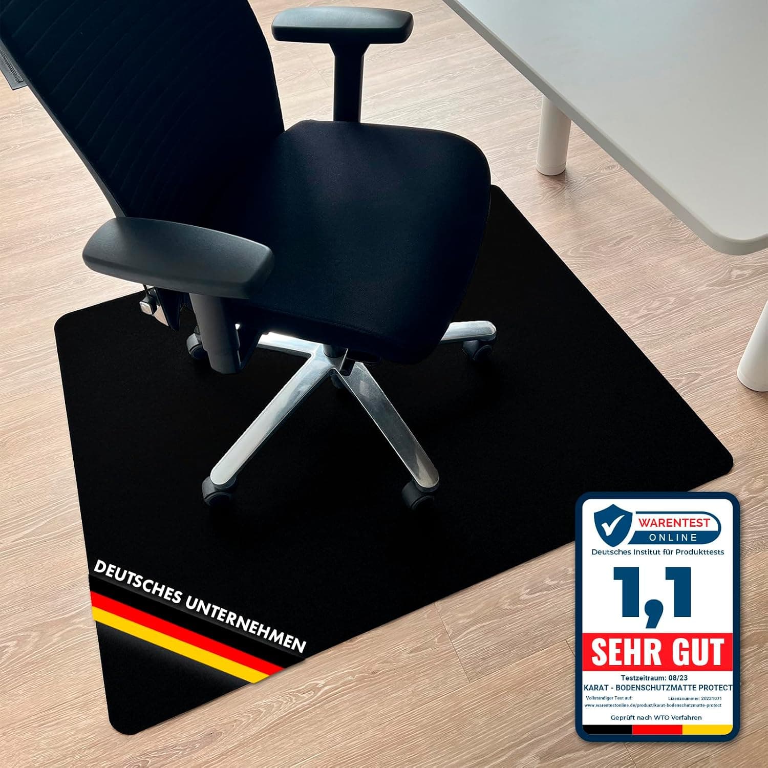 Floordirekt Chair Mat for Hard Floors - Colour Office Chair Underlay Mat, Polypropylene Floor Protection Mat - Thickness: 1.9 mm (75 x 120 cm, Black)