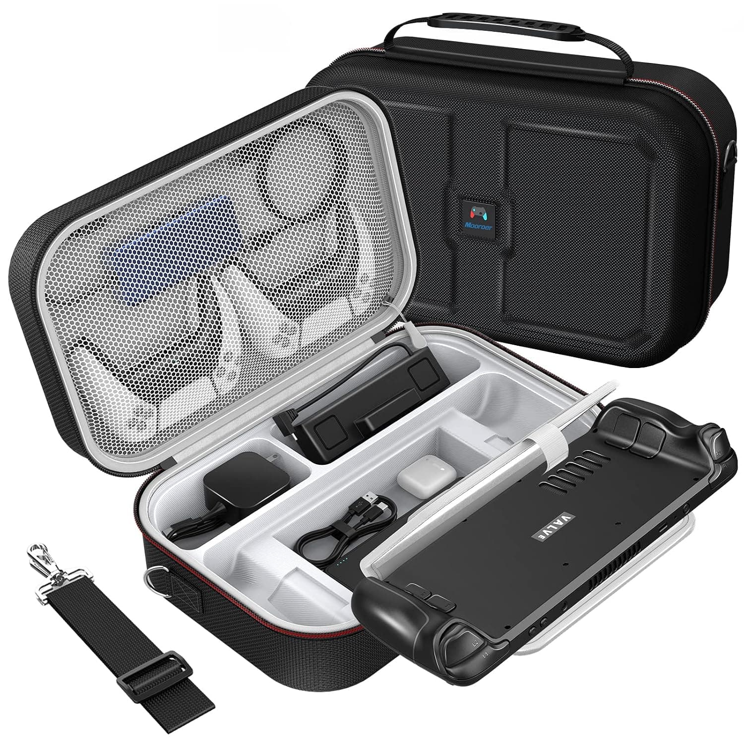 Mooroer Case for Steam Deck with Large Storage Capacity for Steam Deck Cover/Steam Deck Dock/Steam Deck Skin and Other Steam Deck Accessories,Deluxe Hard Carrying Case for Steam Deck Console