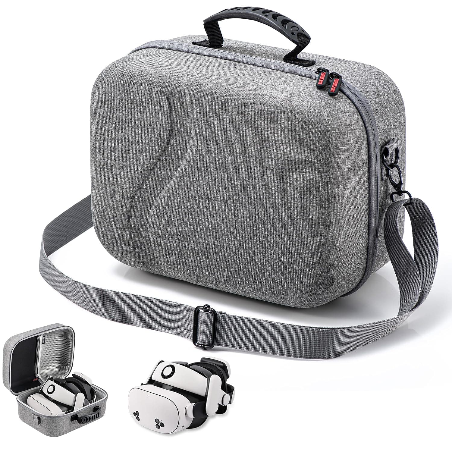 DEVASO Large Carrying Case for Meta Quest 3S/Quest 3, Hard Travel Case for BOBOVR S3 Pro/Kiwi Design Battery Head Strap, Controllers and Other Accessories, Carry Case for Oculus Quest 3S/3, Gray