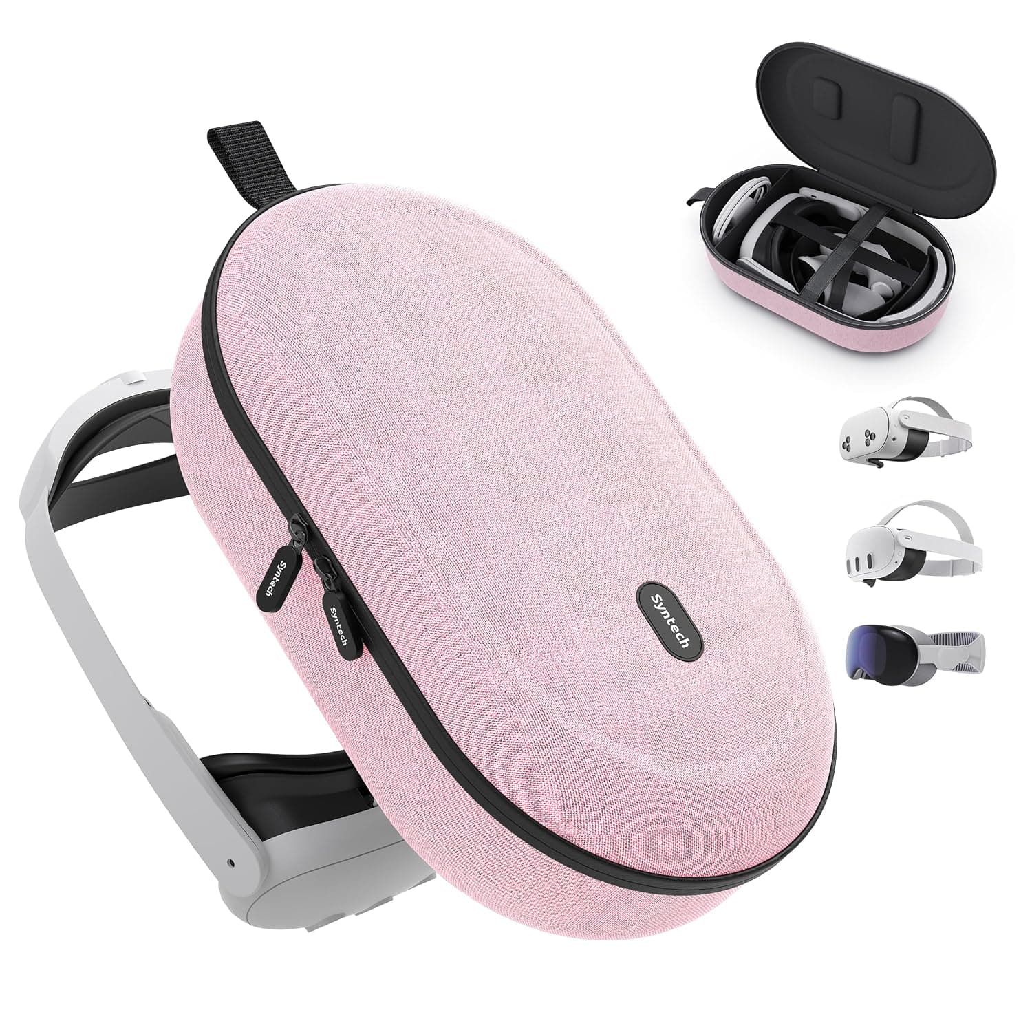 Syntech Hard Carrying Case Compatible with Quest 3S/3 & Quest 2, Accessories VR Gaming Headset with Elite Strap, Touch Controllers, Ultra-Sleek Design for Travel Storage, Pink