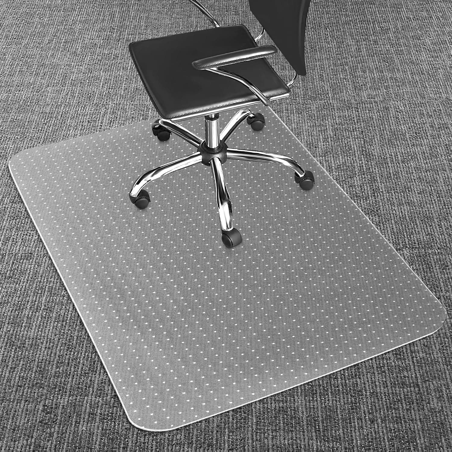 LeapYouth 90x120 cm Office Chair Mat for Carpets, Heavy Duty Computer Chair Mat for Low and Standard Pile Carpeted Floors, Non-slip PVC Floor Protectors for Home Office Chair, Easy Clean, BPA Free