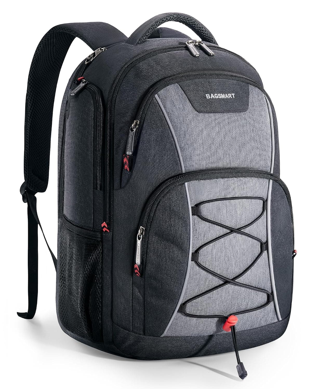 bagsmart Travel Laptop Backpack, 15.6 inch Laptop Backpack with USB Charging Port, Water Resistant College bookbag for Women Men, Casual Daily Backpack for Travel, Black