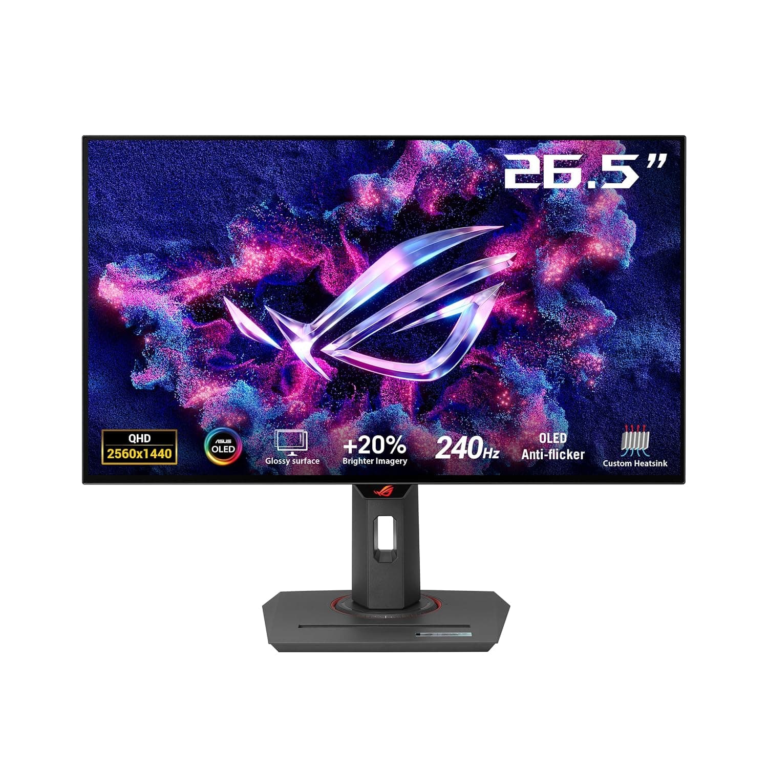 ASUS ROG Strix OLED XG27AQDMG Gaming Monitor 27-inch 1440p Glossy WOLED, 240Hz, 0.03ms, Custom heatsink, Anti-flicker, OLED Care, Uniform brightness, G-SYNC compatible, DisplayWidget Center