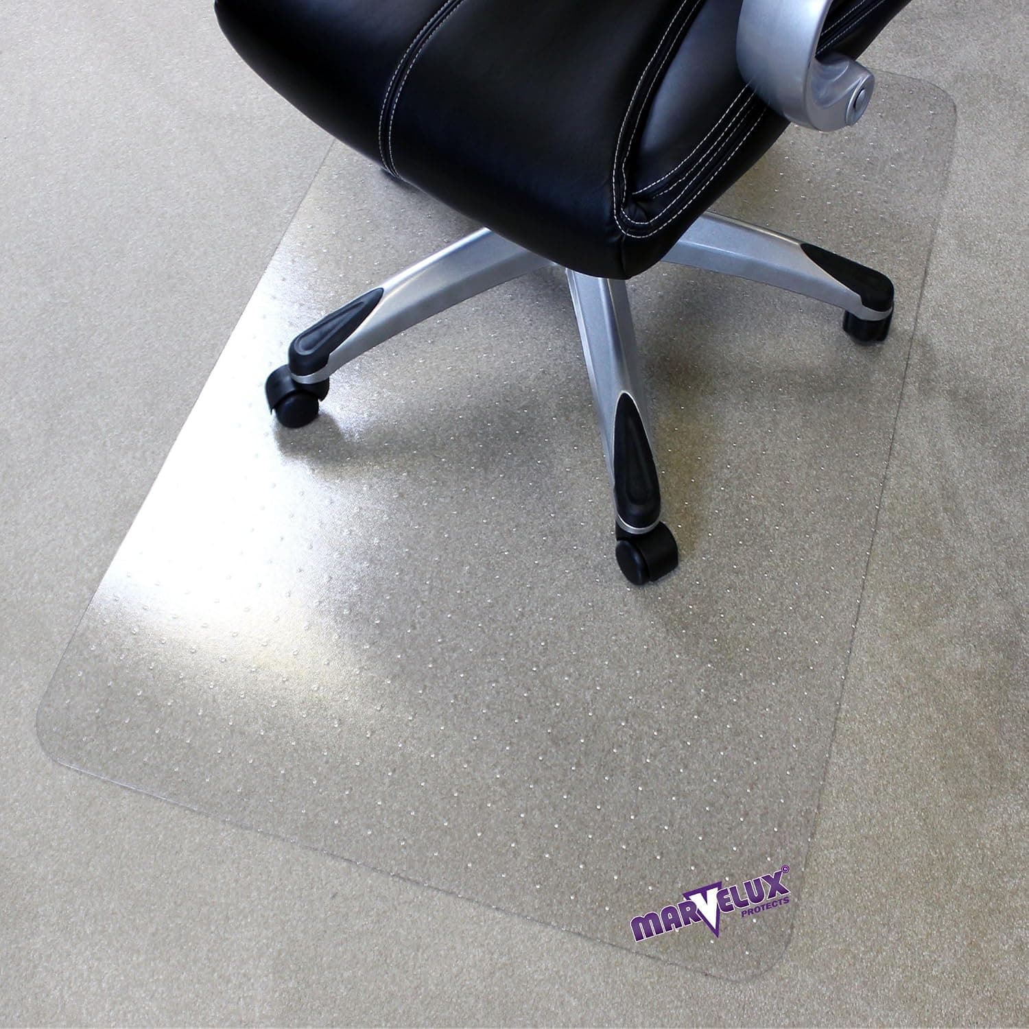 Marvelux Polycarbonate Office Chair Mat for Medium Pile Carpets, 90 x 120cm | Premium Polycarbonate Clear Heavy Duty Rectangular Carpet Protector Chair Mat with Gripper Back, Rigid Mat Under Office Desks