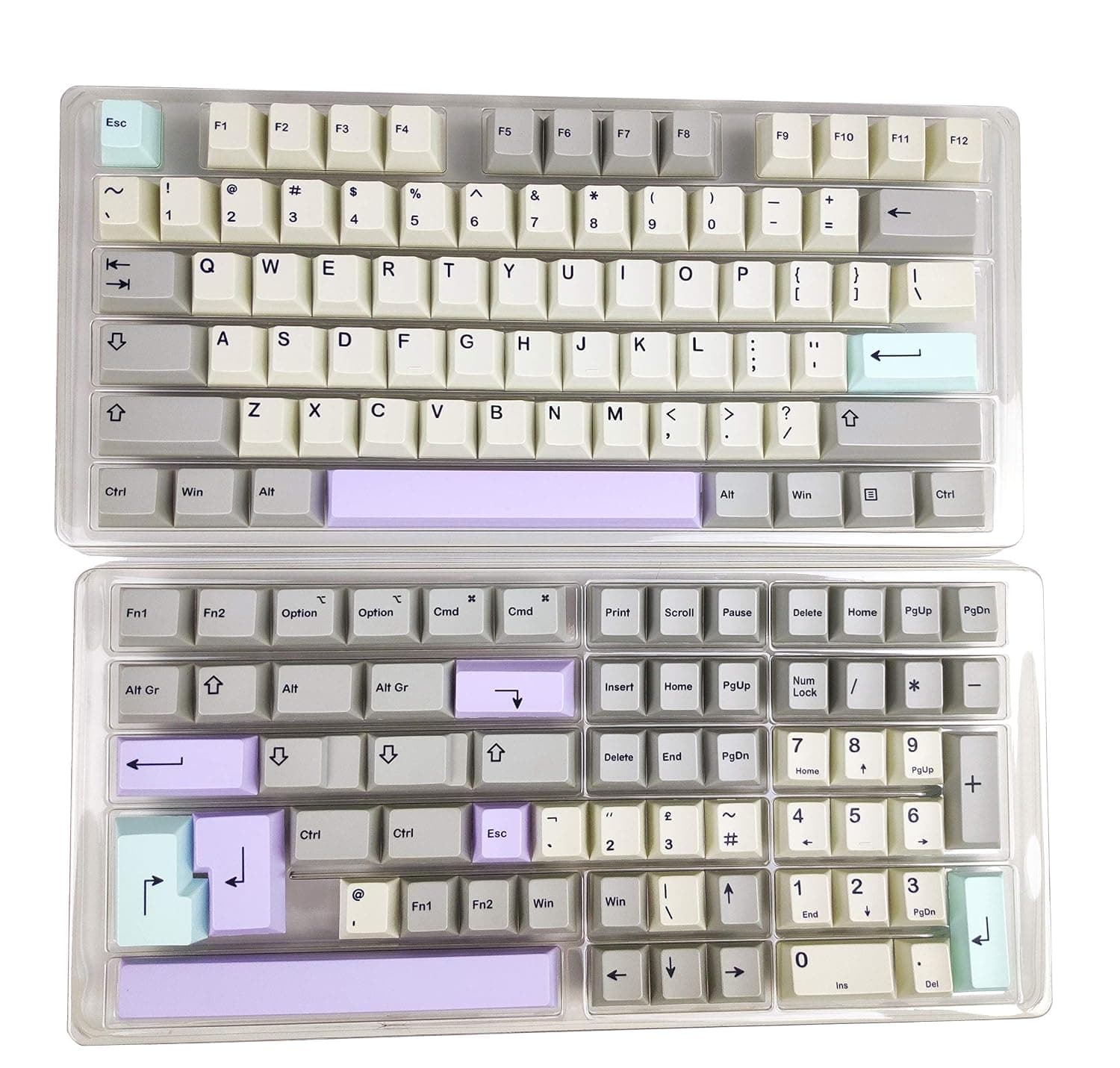 HK GAMING Custom Keycaps | Dye Sublimation PBT Keycap Set for Mechanical Keyboard | 139 Keys | Cherry Profile | ANSI US-Layout | Compatible with Cherry MX, Gateron, Kailh, Outemu | Muted