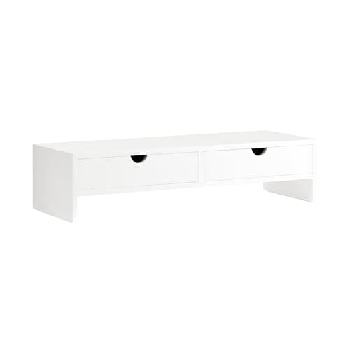 SoBuy Wooden Monitor Stand Riser with Drawers for Home Office