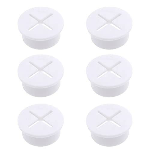 DBOO 6 Pcs Flexible Cable Cord Grommet 25mm / 1 Inch White Desk Hole Grommet Wire Hole Cover Cable Management Wire Organizer Cable Pass Through for Office PC Desk Cable Cord Cover