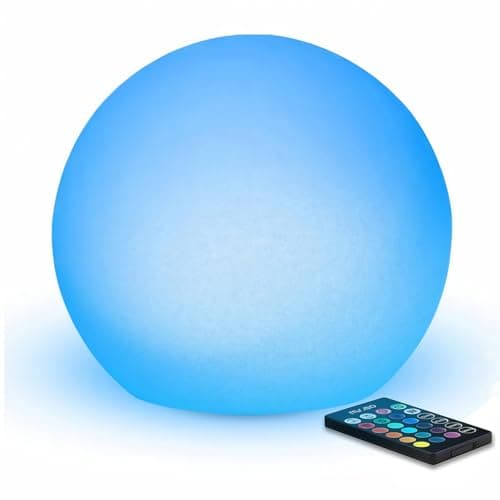 Mr.Go 6“ LED Night Light Ball Lamp Colour Changing Mood Light Sphere Lamp, 8 Dimmable Brightness, 16 Adjustable Colors, Remote Control, Rechargeable Bedside Lamp for Kids Bedroom Home Decoration