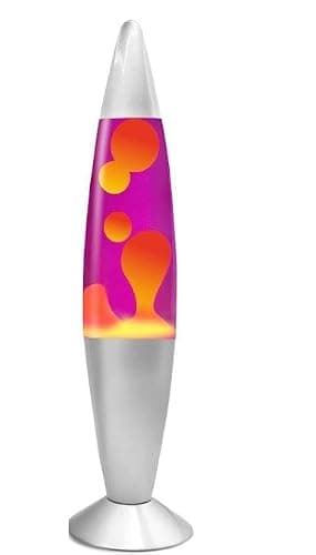 DWD 16 Inch Lamp for Relaxation Peace Liquid Motion Rocket Novelty Desk Lamp Retro Nostalgia Relaxing Mood Light Smooth Slow Motion Wax Therapeutic Sensory (Violet Liquid Orange Wax)
