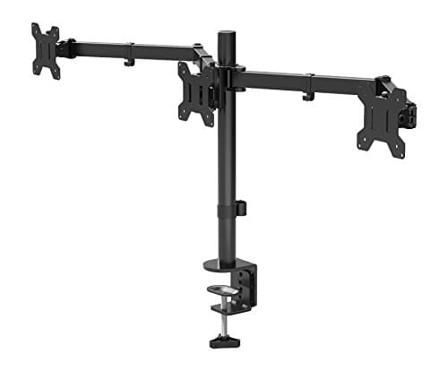 BONTEC Triple Monitor Stand for 3 Monitors 13-24 Inch Screens, Heavy Duty Triple Arm Desk Mount, VESA 75x75/100x100, Adjustable Height, 2 Installation Methods, Holds Up to 10kg per Arm