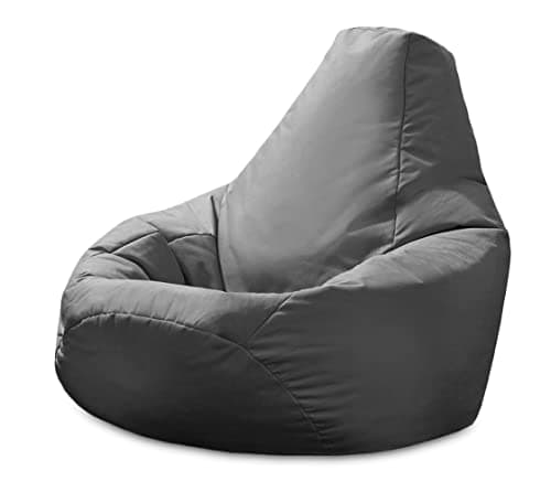 Beautiful Beanbags - Adult Highback Beanbag Chair, Water-Resistant - Grey