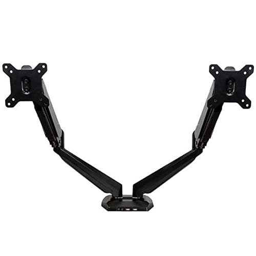 StarTech.com Desk Mount Dual Monitor Arm - Adjustable - Supports Monitors 12” to 30” - Full Motion VESA Mount Double Monitor Arm - Desk Clamp - Black (ARMSLIMDUO) | Desk Clamp Ergonomic VESA Mount for up to 32" (8kg/17.6lb) Displays, With USB/Audio