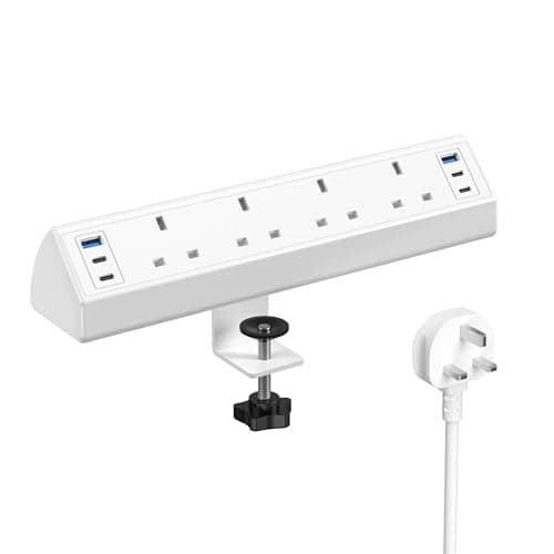 Jgstkcity Desk Clamp Power Socket, 40W Total USB-C Fast Charging, White