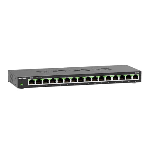 NETGEAR 16-Port Gigabit Ethernet Unmanaged Switch (GS316) - Desktop, Wall, or Rackmount, Silent Operation