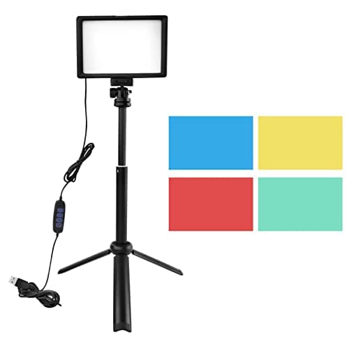 Kisbeibi LED Video Light Kit, 3200-5500K Photography Lighting with Tripod Stand, 120 LED Panel Light with 4 Color Filters, USB Studio Light Kit for Photography, Live Streaming(Black)